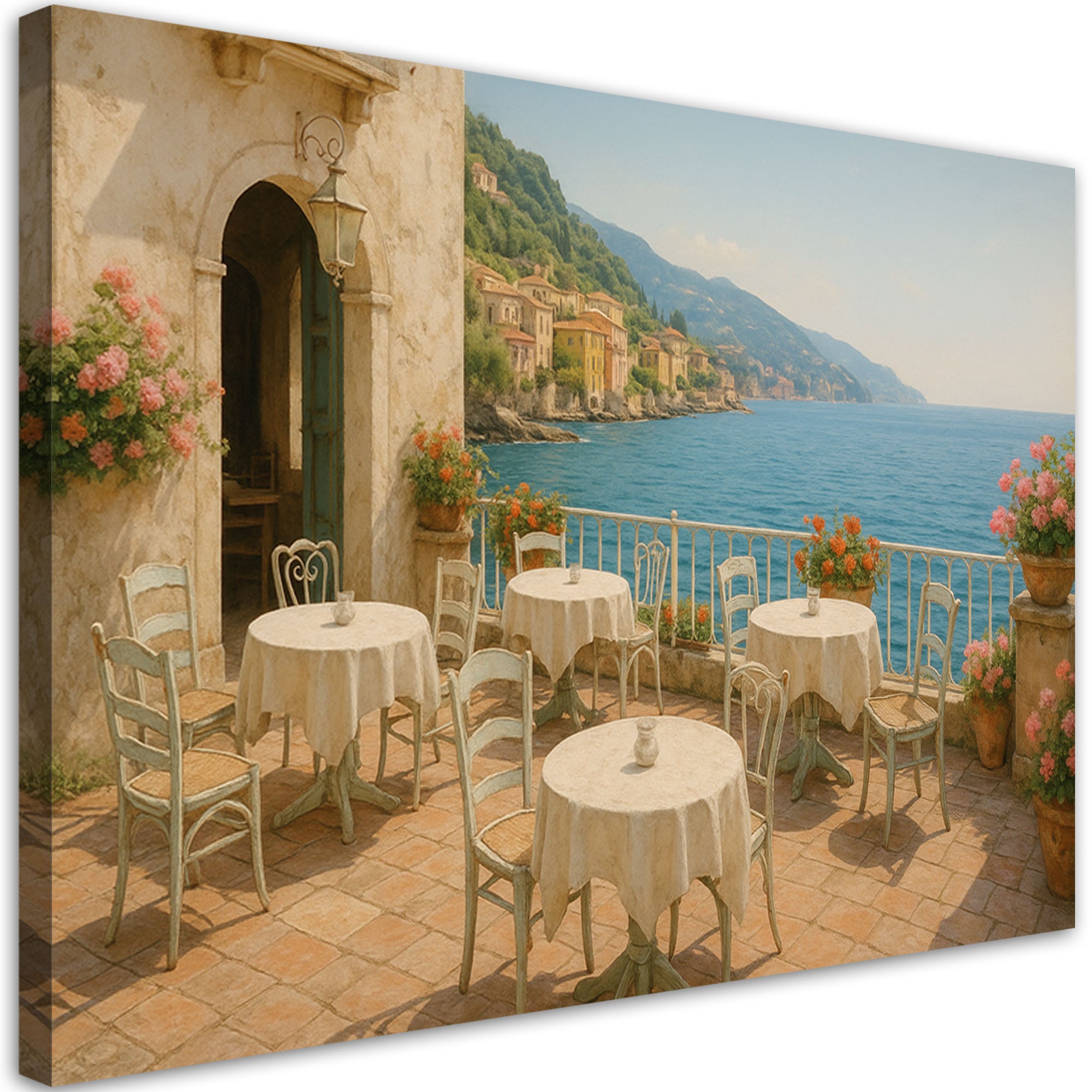 Obraz do salonu sypialni, Widok na morze w stylu Shabby Chic 120x80
