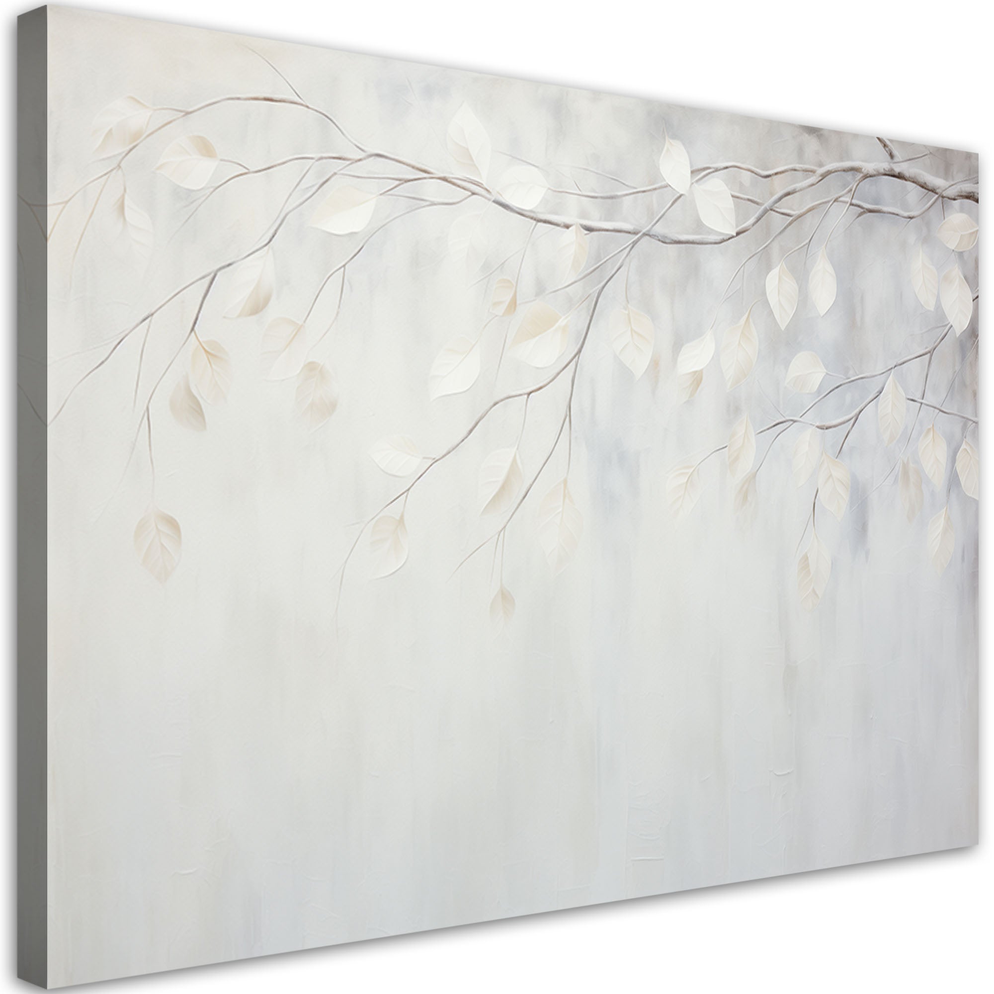 Obraz do salonu sypialni, Beżowe liście rośliny gałązki natura boho 120x80