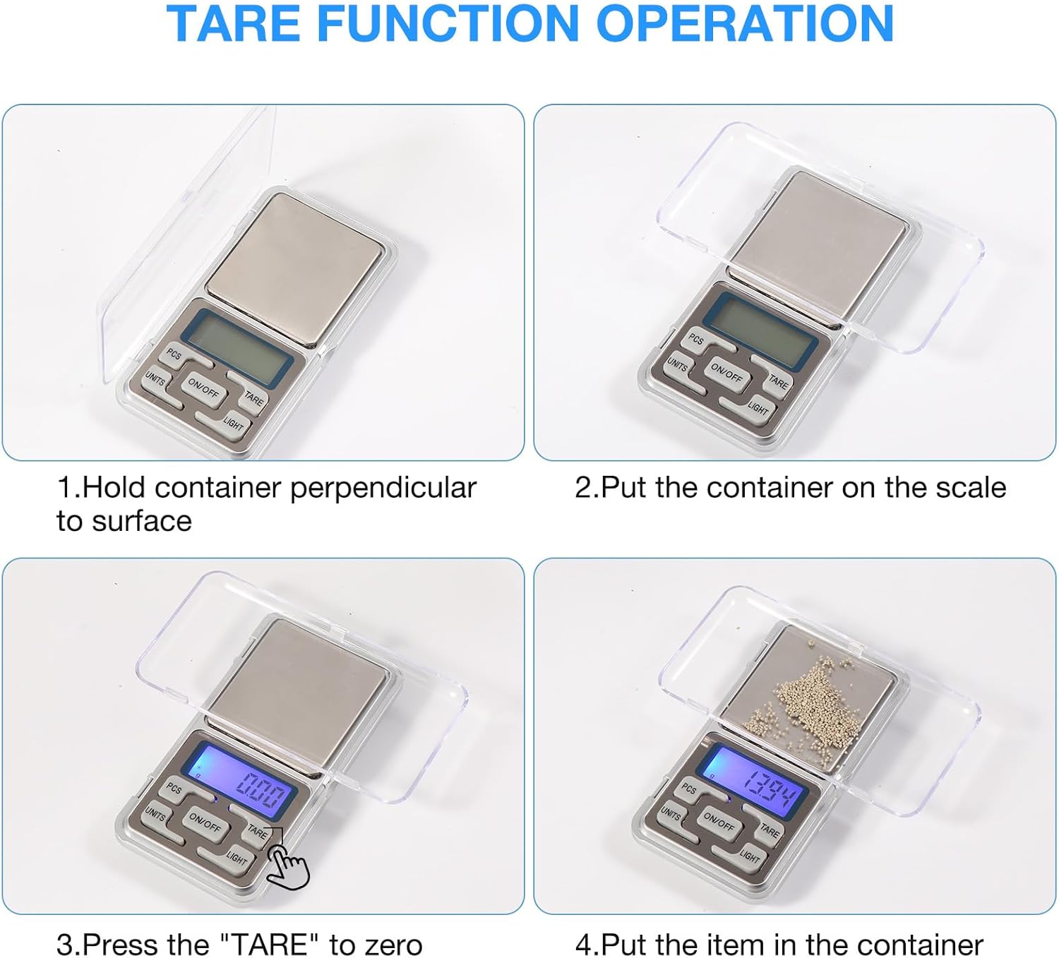 Mini balance, balance de précision 0,01 g à 500 g, petite balance de précision avec écran LCD rétroéclairé, mini balance de cuisine de précision - 4
