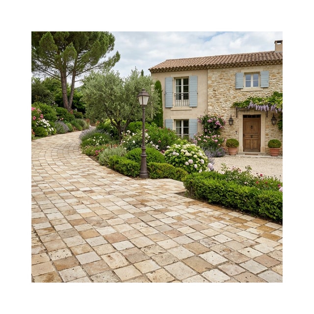 Pavés Travertin beige mix 1er choix 15.25x15.25x3 cm