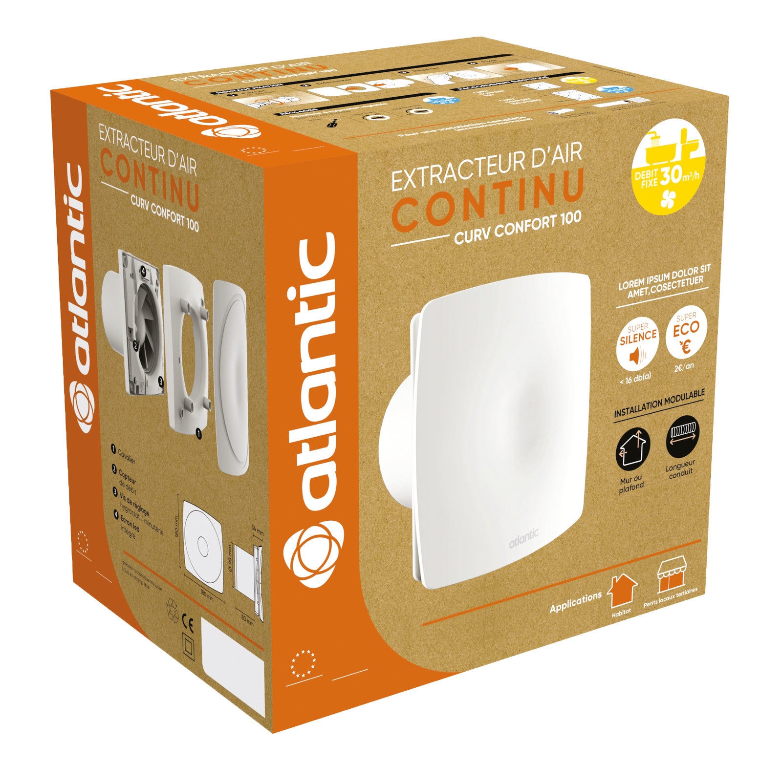 Extracteur d'air permanent - Curv Confort 100 - 123235 ATLANTIC - 123235 - 2
