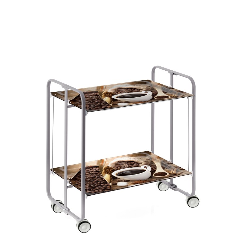 Don hierro - carrito auxiliar plegable bauhaus con ruedas – armazón metálico gris, 2 niveles, 4 posiciones ajustables-