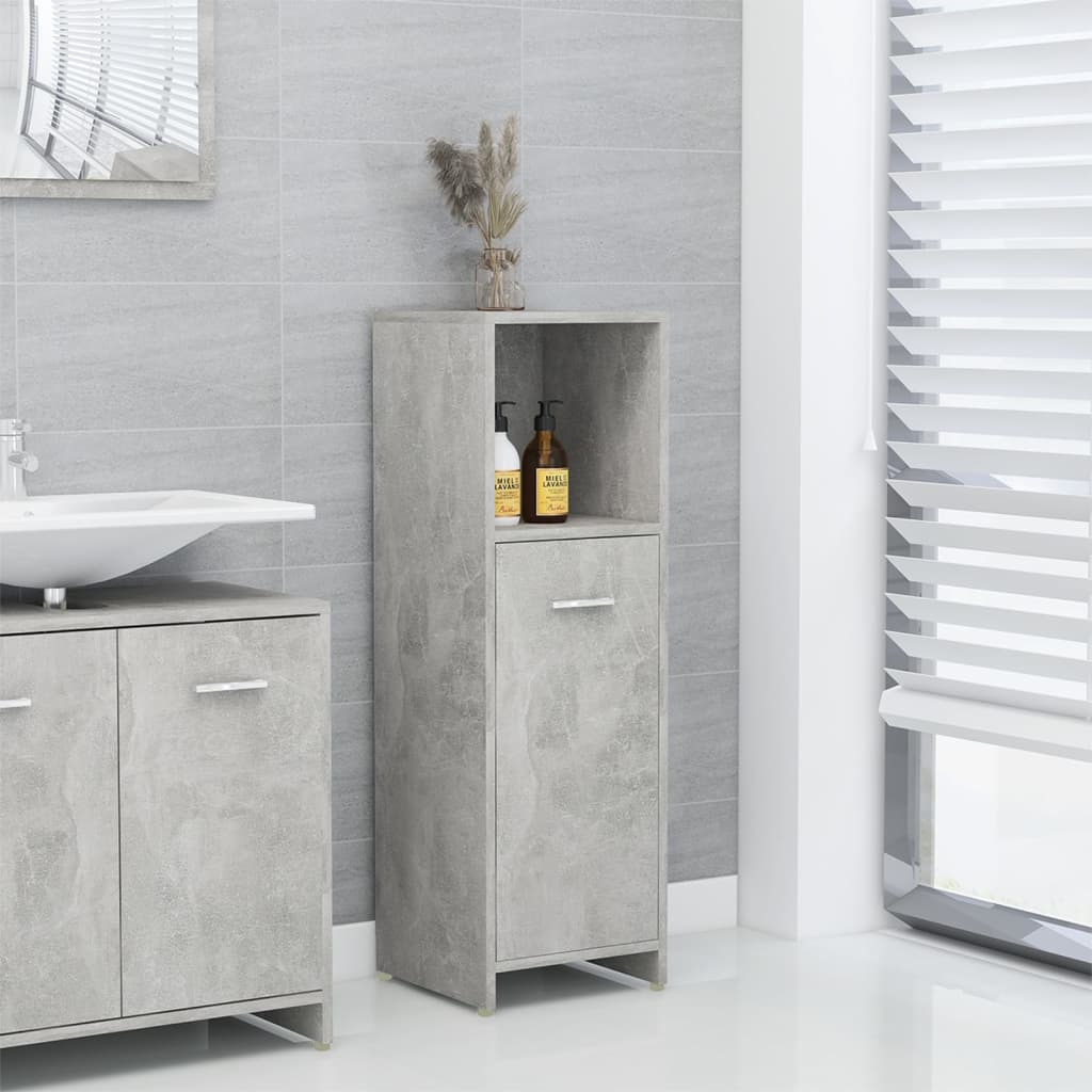 Vidaxl Armario De Baño Madera Contrachapada Hormigón 30X30x95 Cm Gris , Leroy Merlin