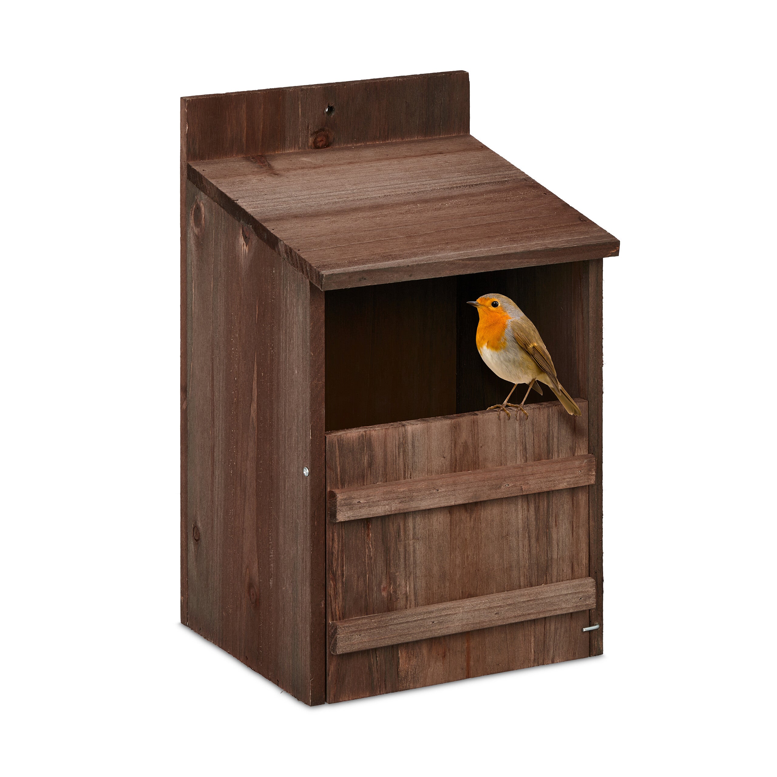 Relaxdays Nichoir Oiseaux Extérieur Bois Sapin - Ouverture Inclinable Facile Nettoyage, Trou 5 Cm, Pour Mésange, Rougequeue, Sittelle - 24,5 X 14 X 14 Cm