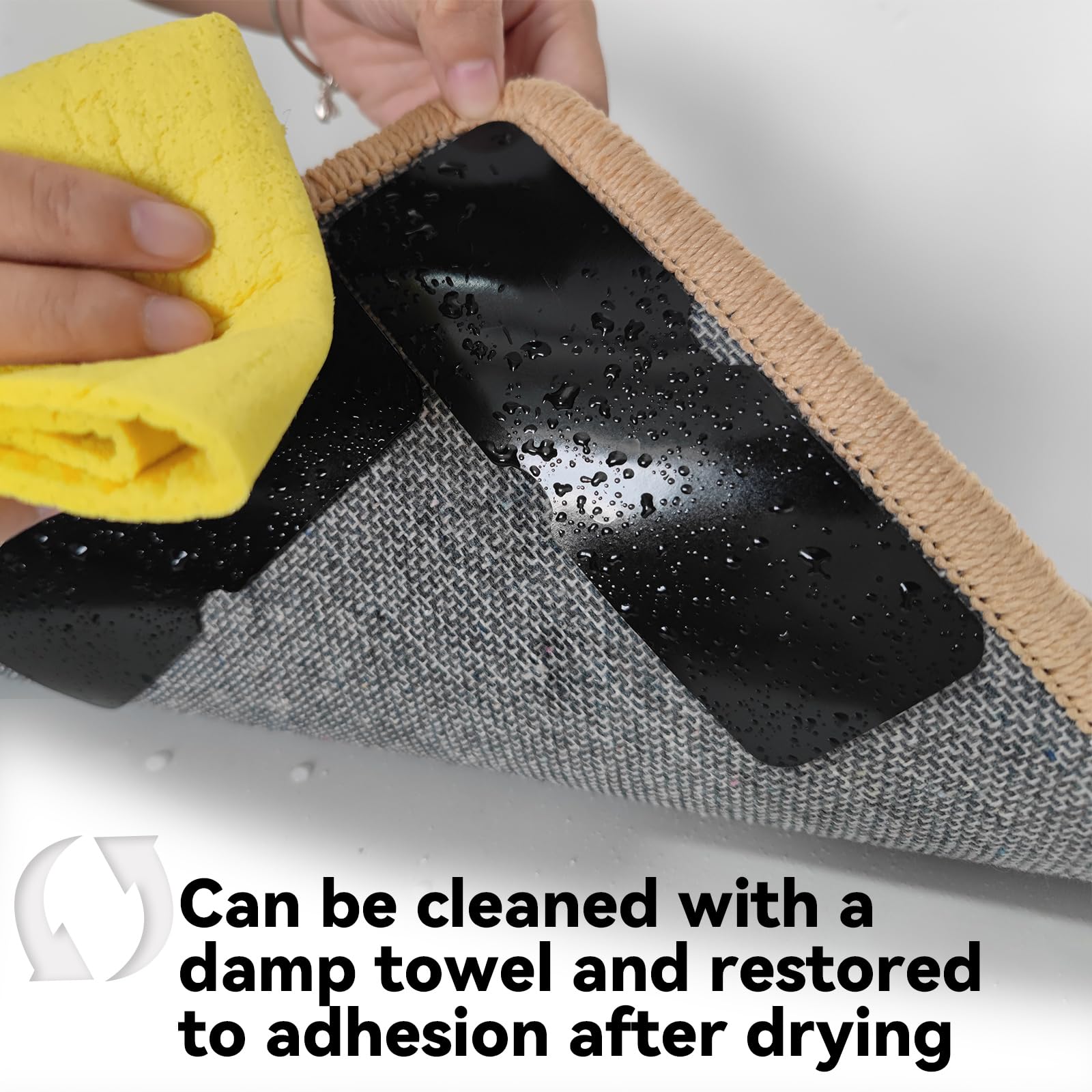 8 patins antidérapants pour tapis, réutilisables, double face, adhésifs puissants pour tapis - 5