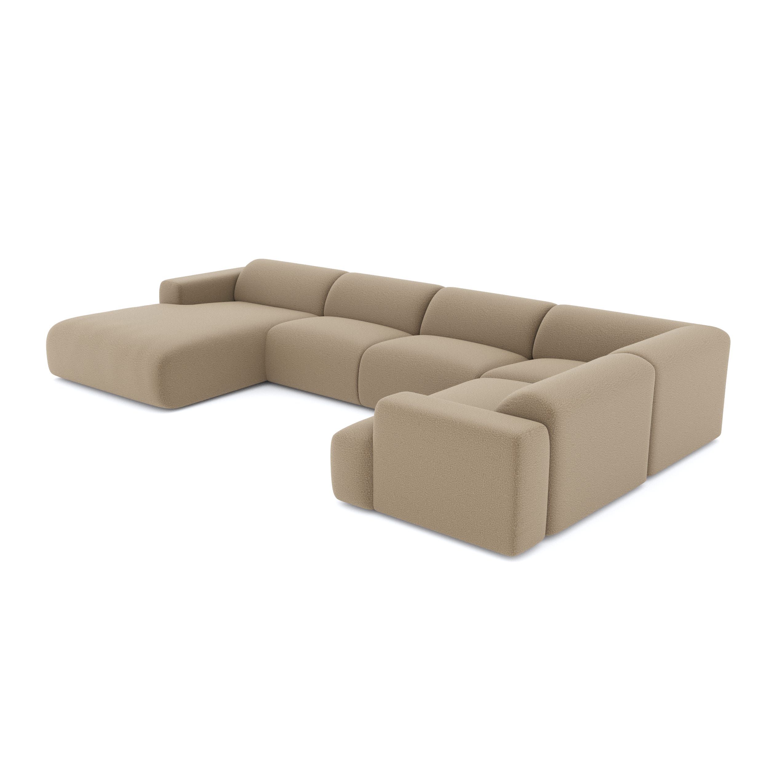 Canapé panoramique gauche Myra Tissu bouclette Taupe | Leroy Merlin