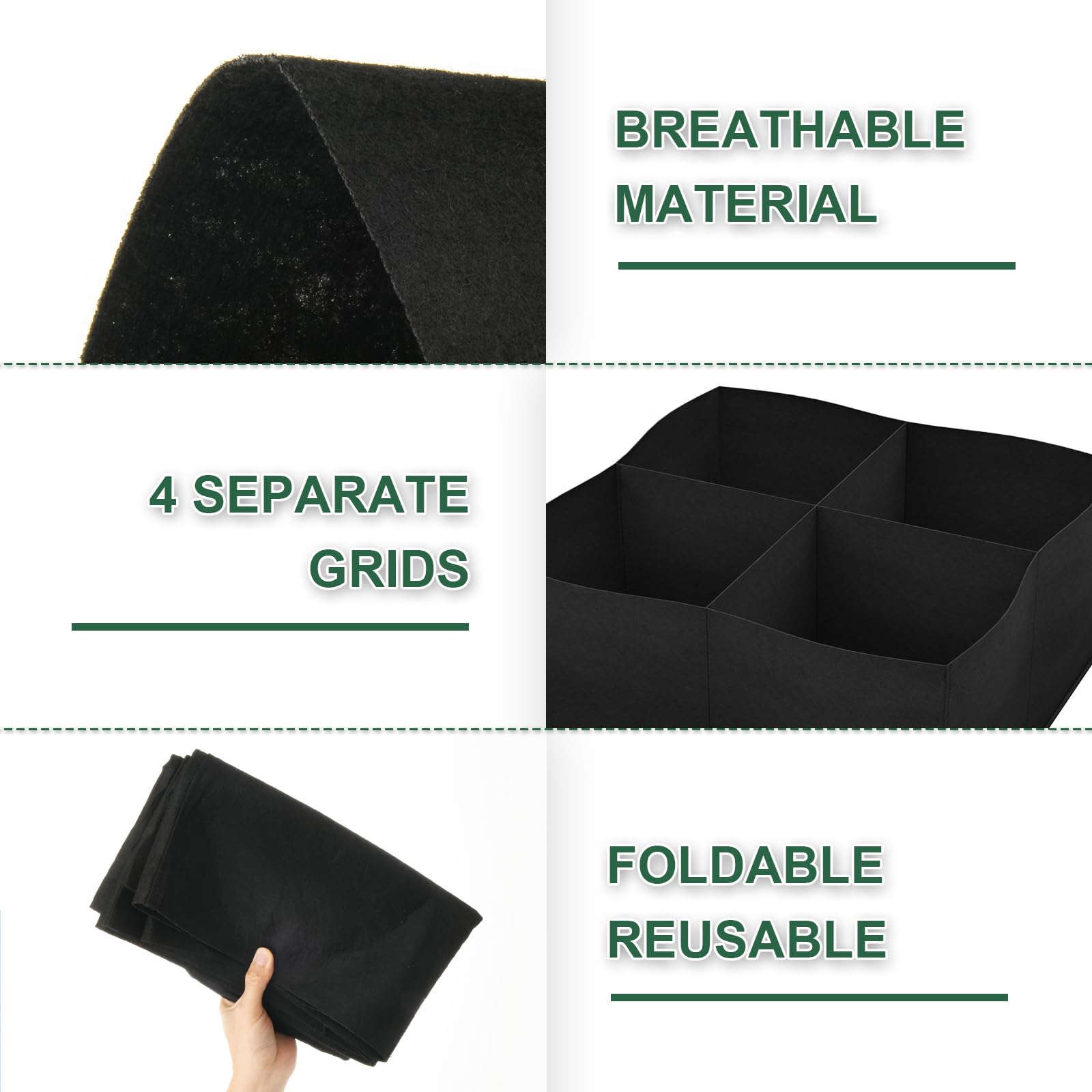 Cama de jardim elevada para vegetais, 2 pacotes, saco de cultivo espaçoso com 4 grades e 8 grades para plantio de flores e vegetais - 8