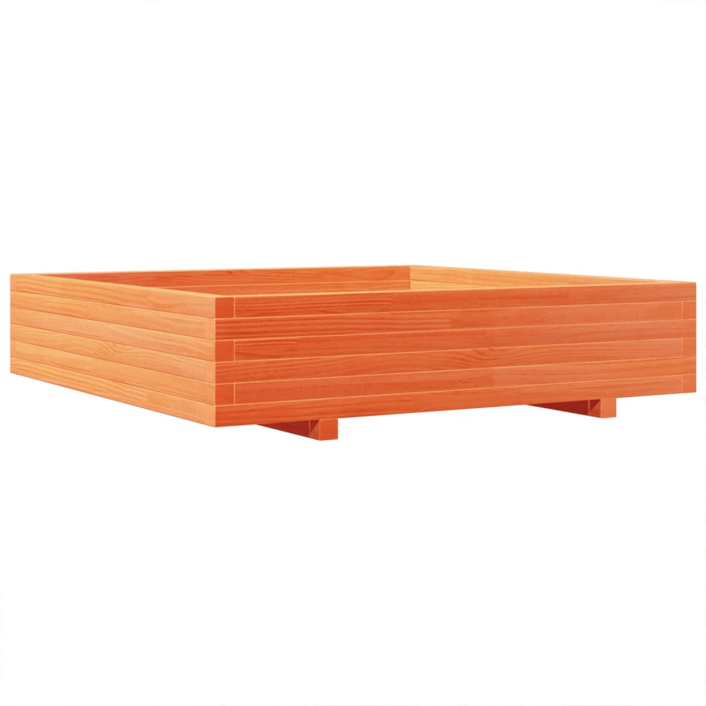 Jardinière bac lit surélevé plantes fleurs terrasse jardin cire 110 x 110 x 26,5 cm bois de pin massif marron 02_0038426 - 4