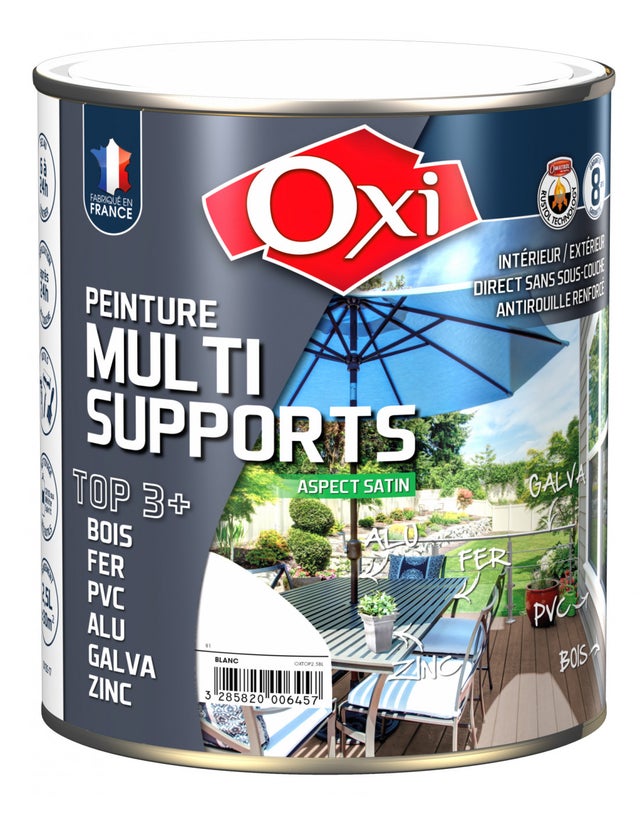 PEINTURE MULTI-SUPPORTS TOP3 VERT JARDIN RAL 6002 SATIN 0.5L