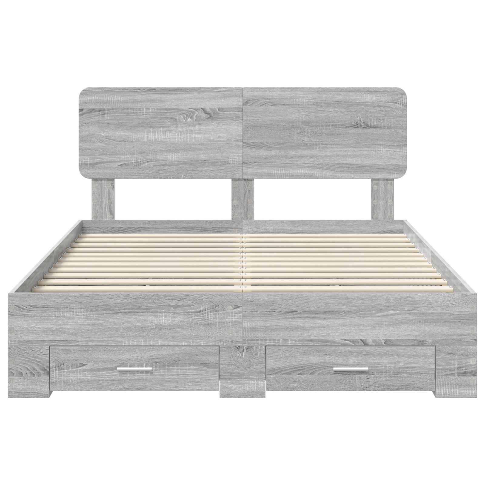 Cadre de lit gris 140 x 190 cm, panneau de bois - 8