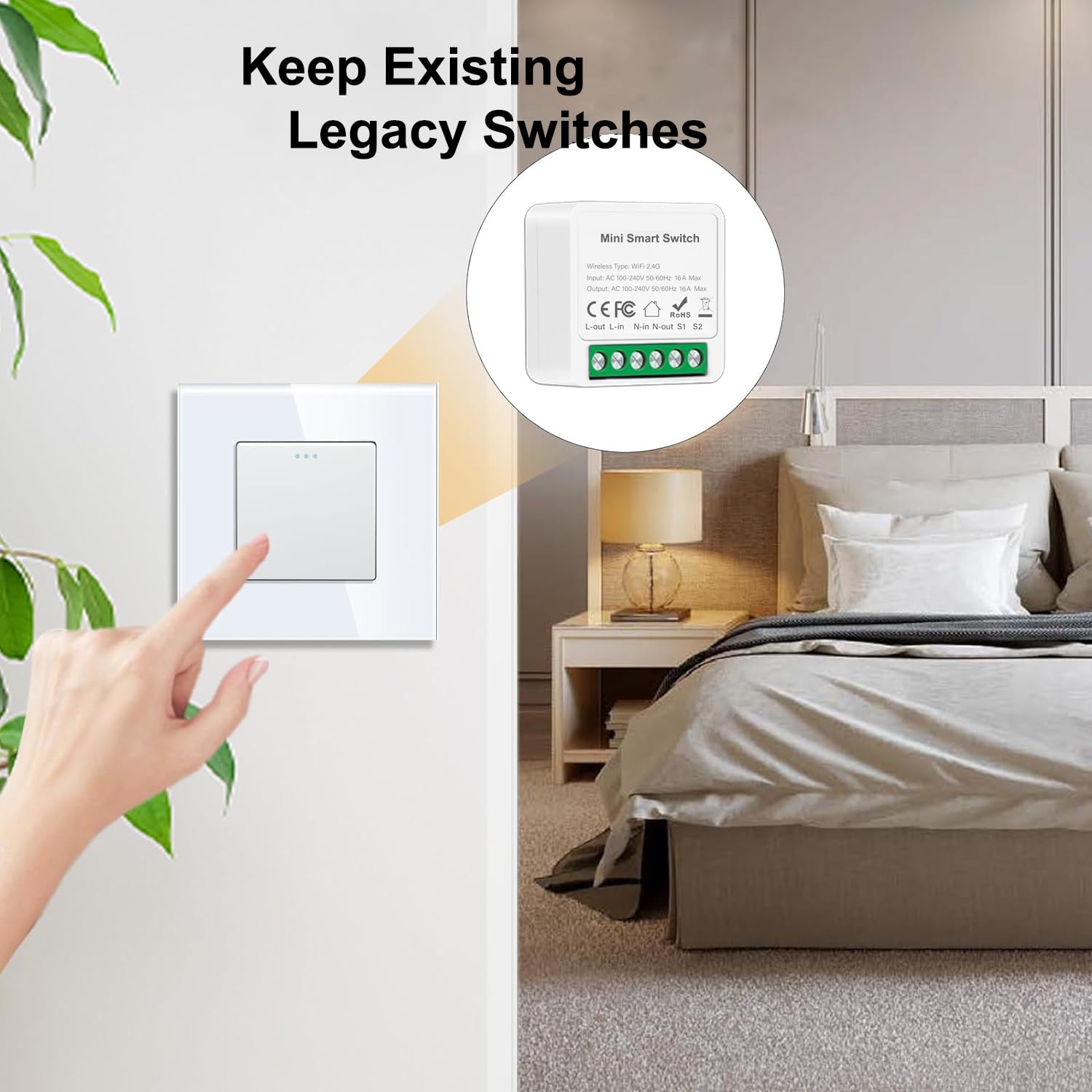 Module interrupteur intelligent wifi, mini relais intelligent, commande vocale, fonction minuterie (Tuya 1 gang, lot de 4) - 6