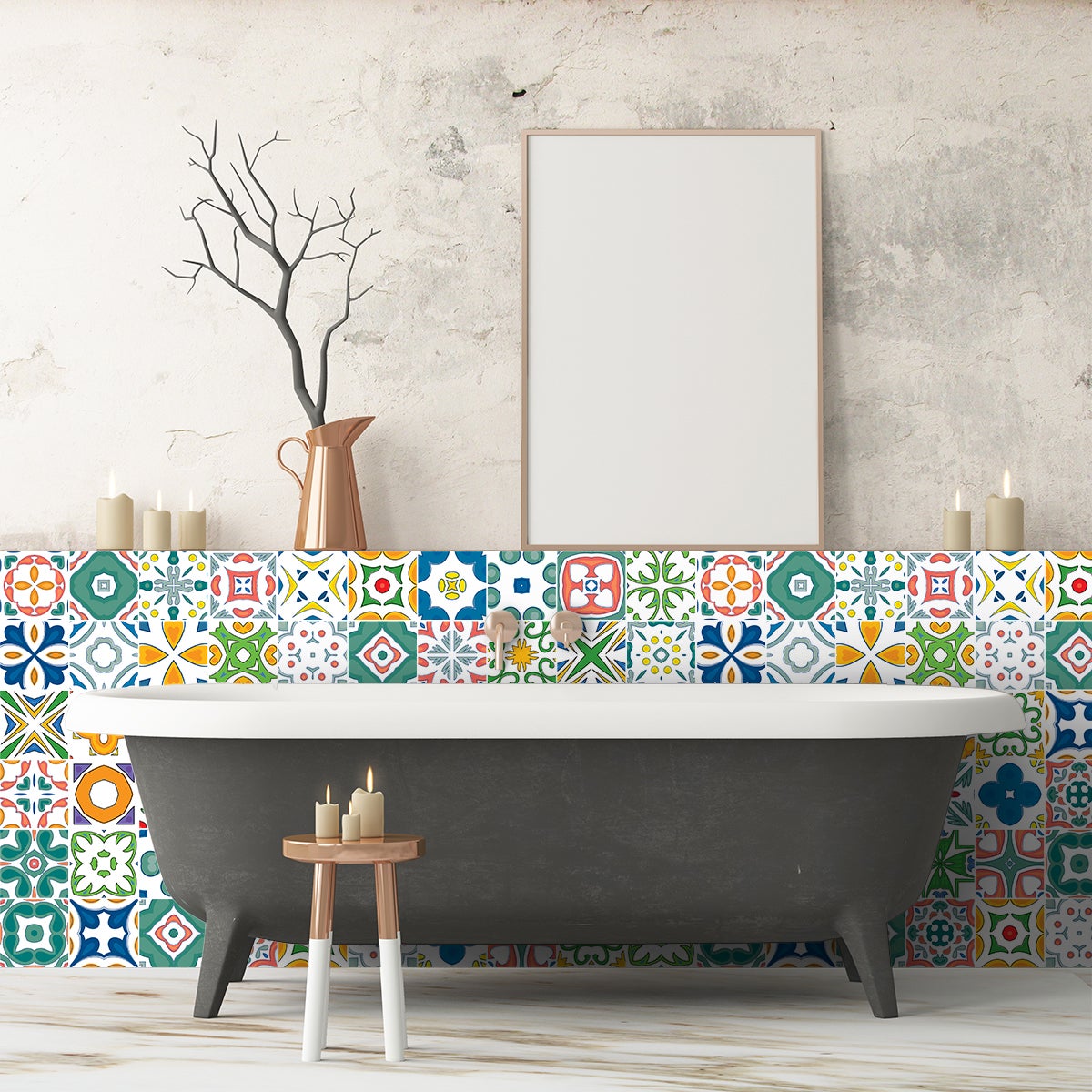 24 adesivi piastrelle di cemento azulejos sidonia - Sticker adesivo - adesivi murali - 24stickers20x20cm - 5