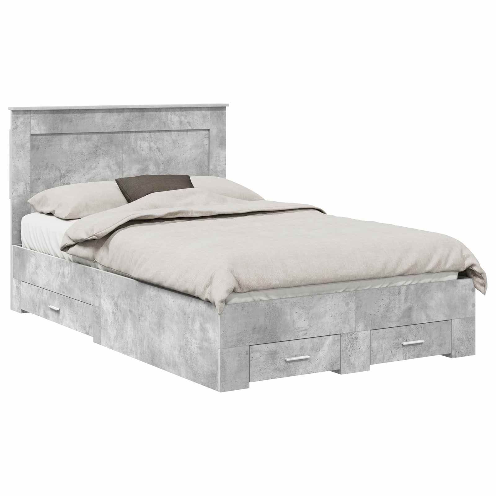 Cadre de lit gris béton 120 x 190 cm en panneau de bois - 2