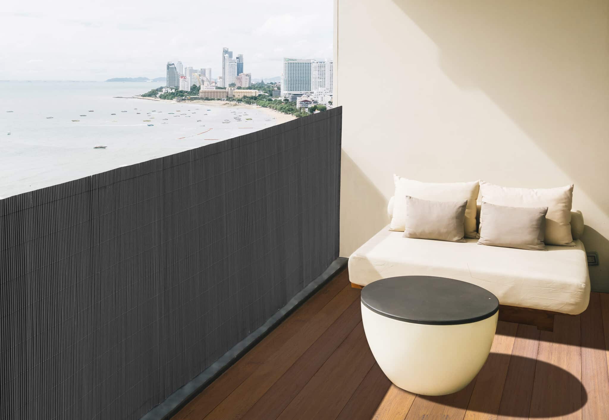 Bonerva | Pack 2 ud Mimbre PVC Antracita 1,5x3 Metros | 90% Ocultación | Cercado de Mimbre artificial Ocultación Jardín y terraza | Anti UV - 3