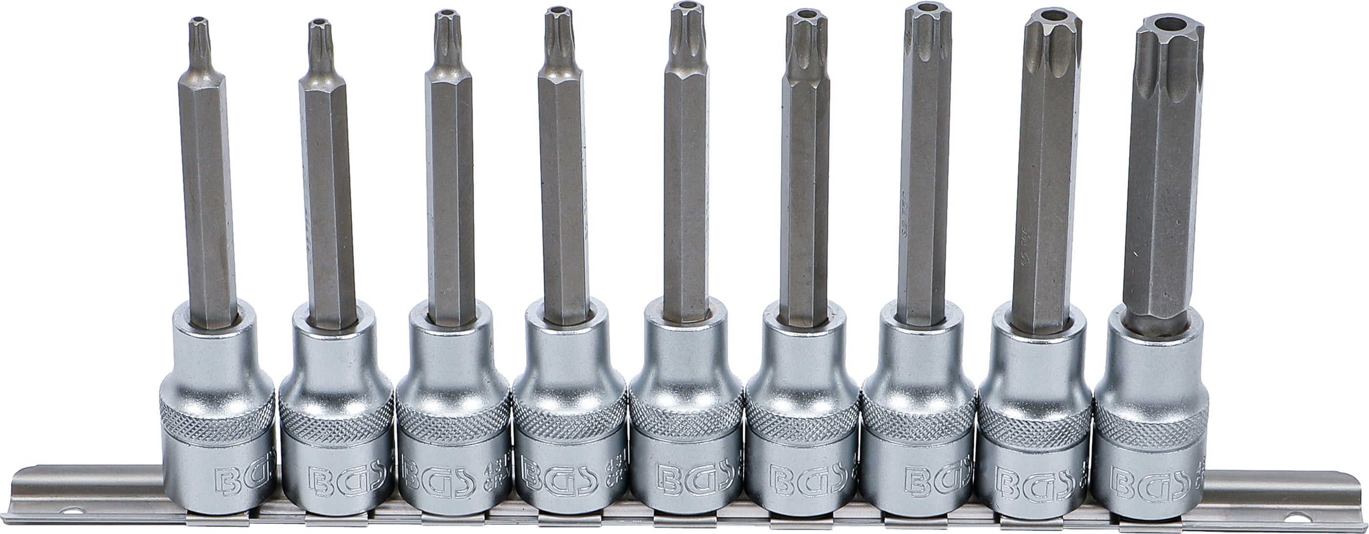 Zestaw bitów BGS z napędem kwadratowym wewnętrznym 12,5 mm (1/2") profil T (do Torx) z otworem 9-częściowy - 5178
