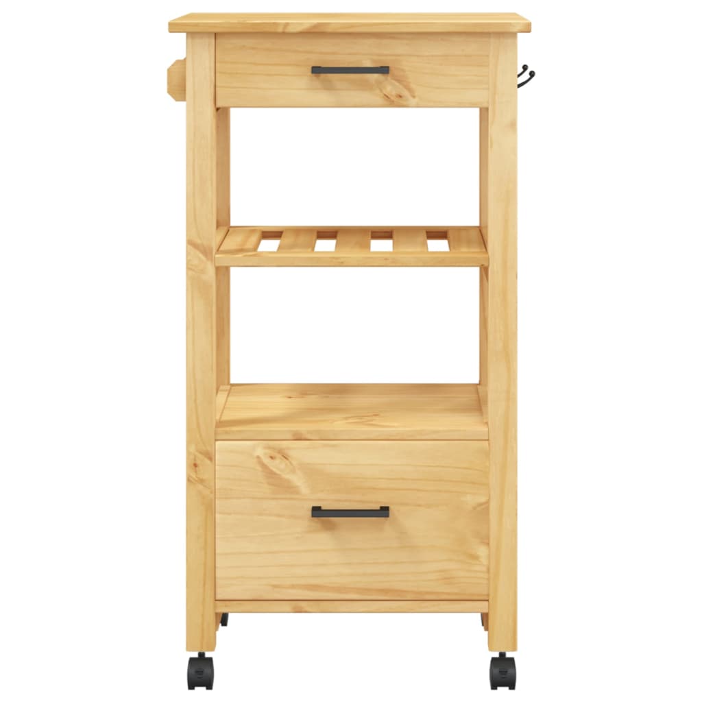 Chariot de cuisine | Chariot de Service | Desserte Cuisine MONZA 48x40x90 cm bois massif de pin CFW38288 - 5