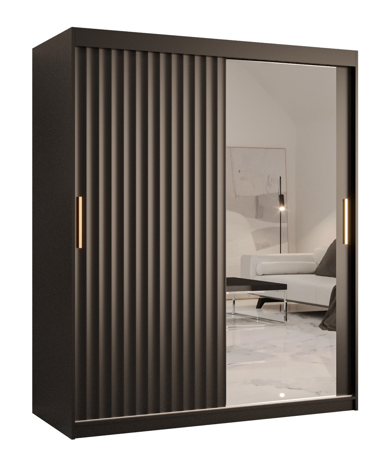 Szafa przesuwna garderoba RIFLO WAVE 2 150 x 62 x 200 cm Czarny - Abiks Meble