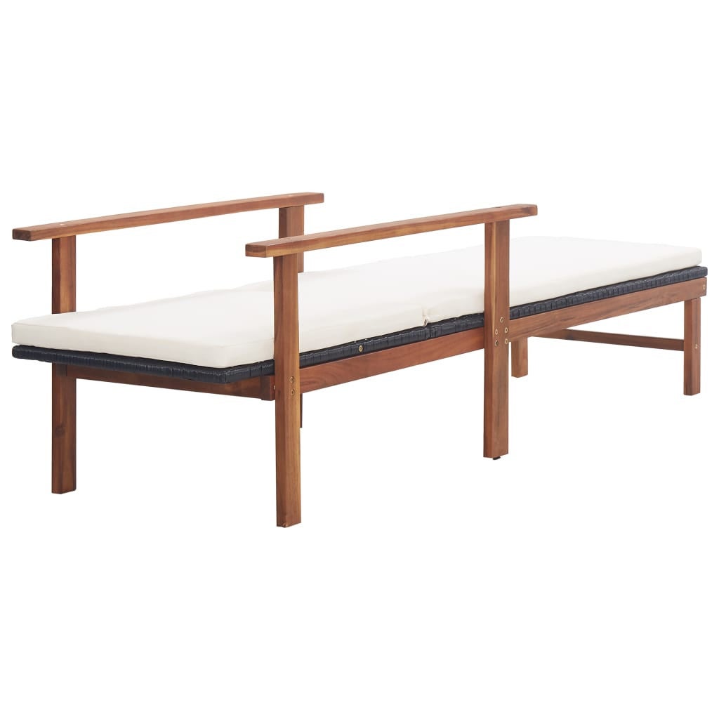 Chaise longue et coussin Résine tressée et bois d'acacia Gris - 4
