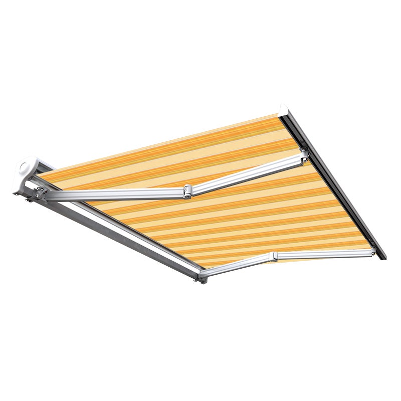 Toldo manuel semi cofre 2,5 x 2 m para terraza - amarillo a rayas