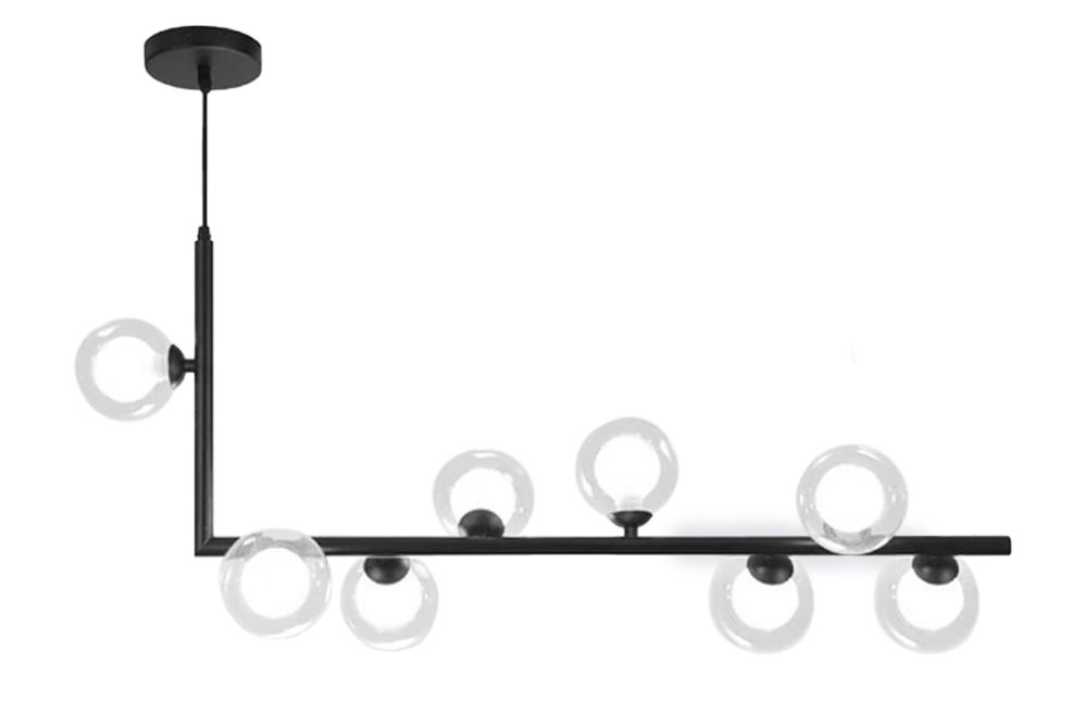Toolight Lampă De Tavan Din Sticlă Industrială Si Metal, Negru APP754-8CP