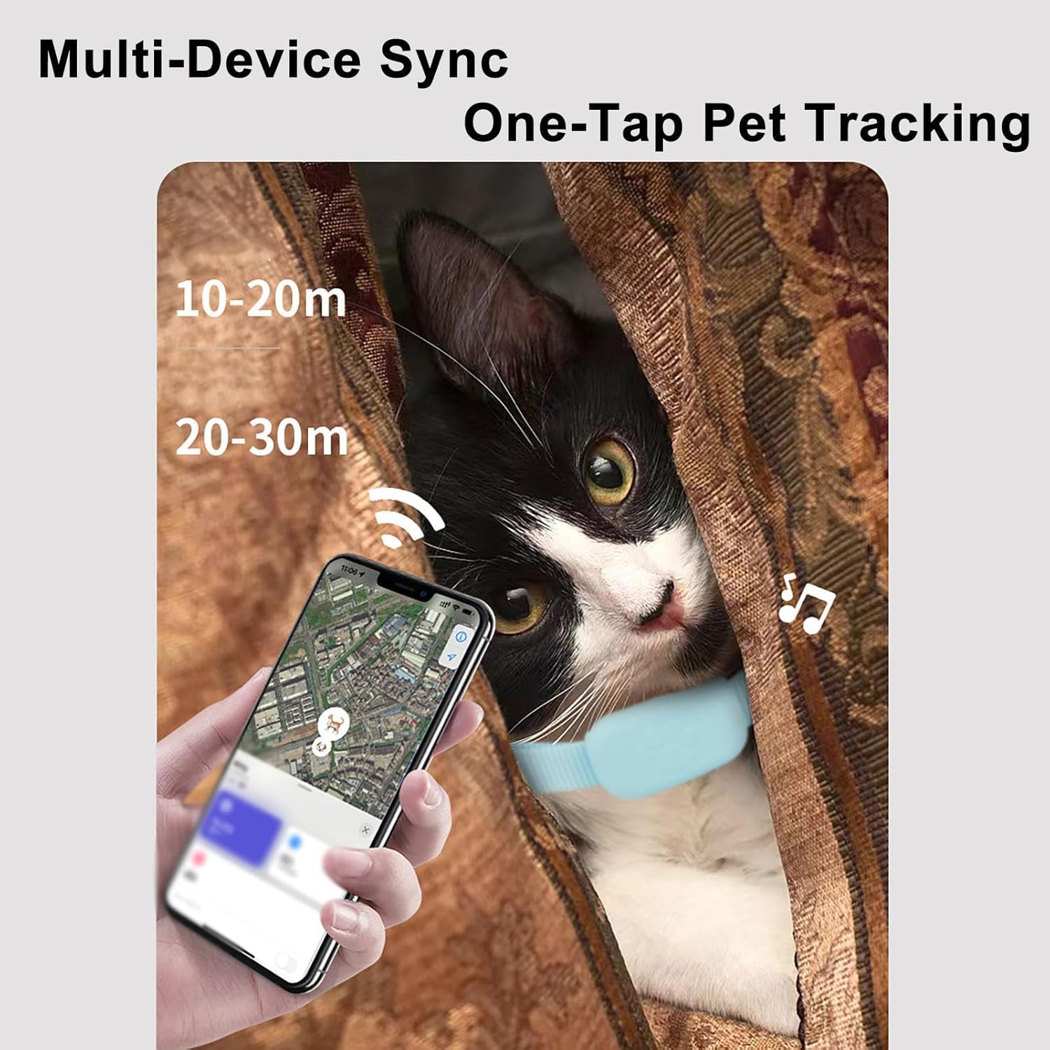 Collar GPS para gatos, rastreador GPS para perros y gatos, ubicación en tiempo real sin suscripción, compatible con iOS/Android, resistencia al agua - 3