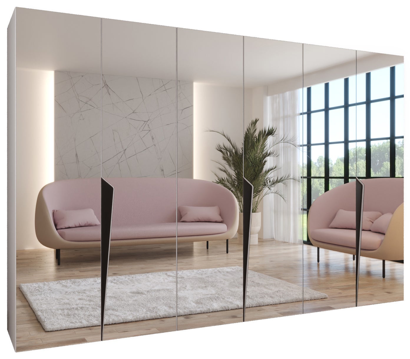 Szafa uchylna otwierana Piano 3 300 (100x3) x 52 x 202 cm biały + u. czarny