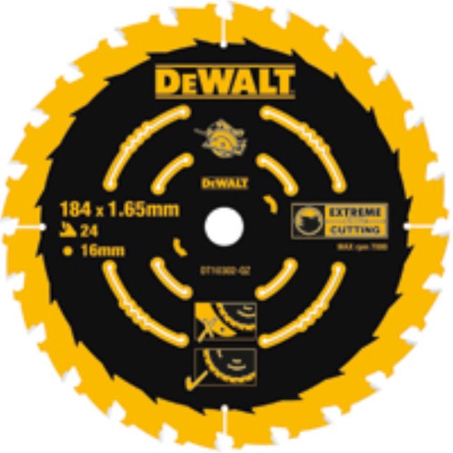 DeWalt XR Extreme Runtime Lame de scie circulaire statique, 1 pièce, 250/30 mm 60 WZ/FZ, dt99573 de QZ Noir/Jaune DeWalt XR Extreme Runtime Lame de scie circulaire statique, 1 pièce, 250/30 mm 60 WZ/FZ, dt99573 de QZ Noir/Jaune