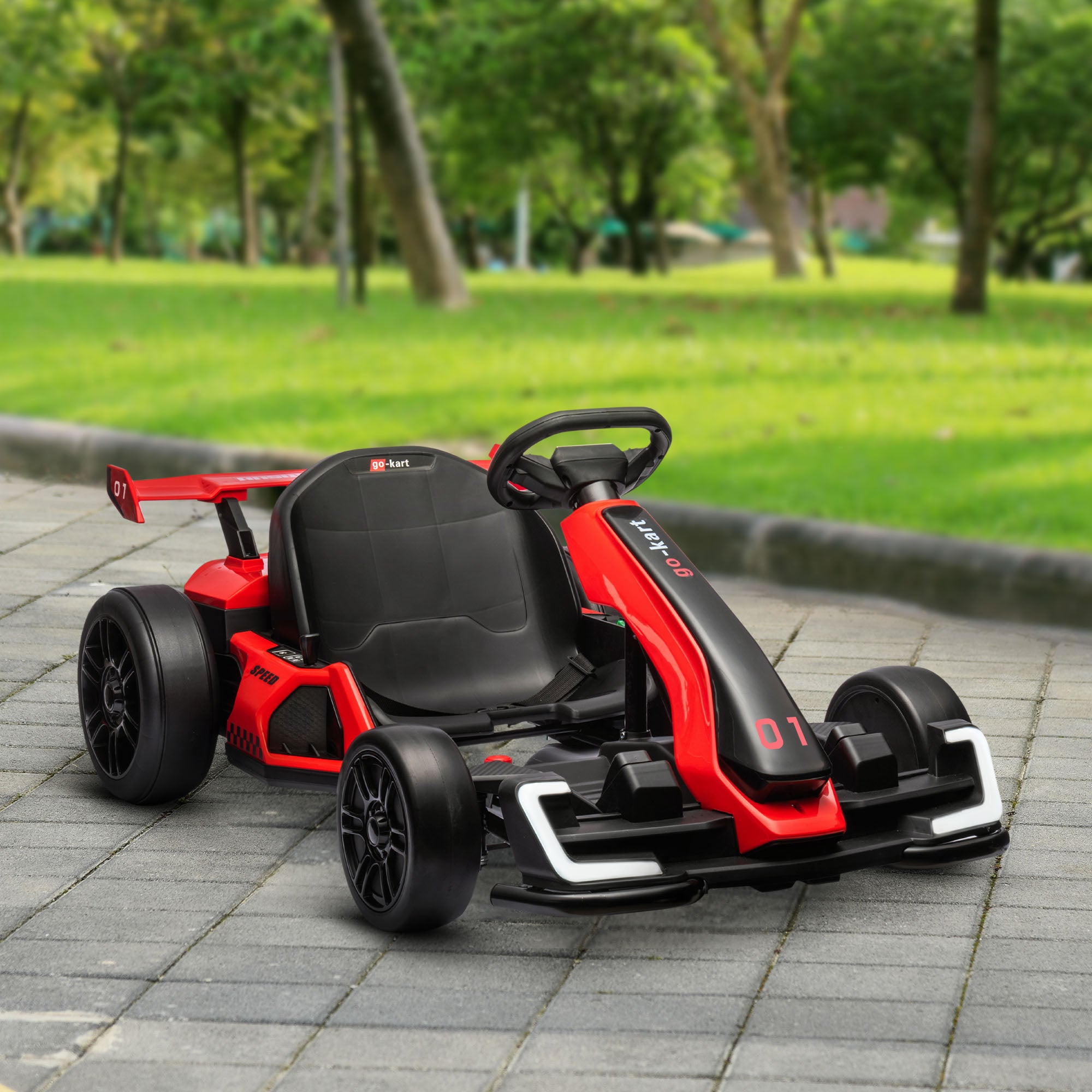 ESpidko Go Kart Elettrico Per Bambini 12V - Rosso - Con Telecomando, Effetti Sonori E Ingresso USB - Peso Max 30 Kg - 3