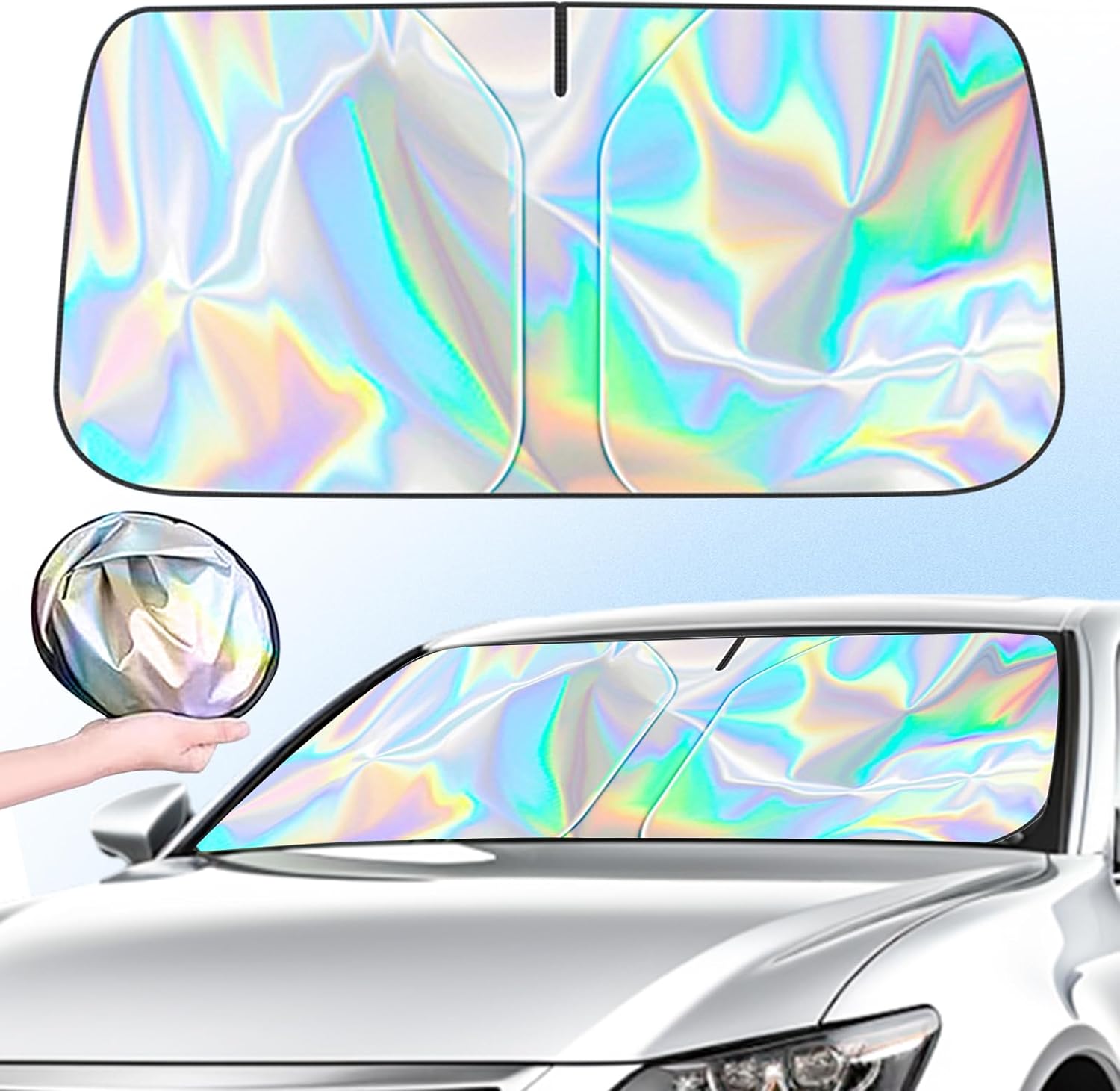 Pare Soleil Voiture Pare Brise, Pliable Pare Soleil Pare Brise, Pare Brise Voiture Avant Intérieur, Pare Soleil Voiture Anti UV 145 * 80cm