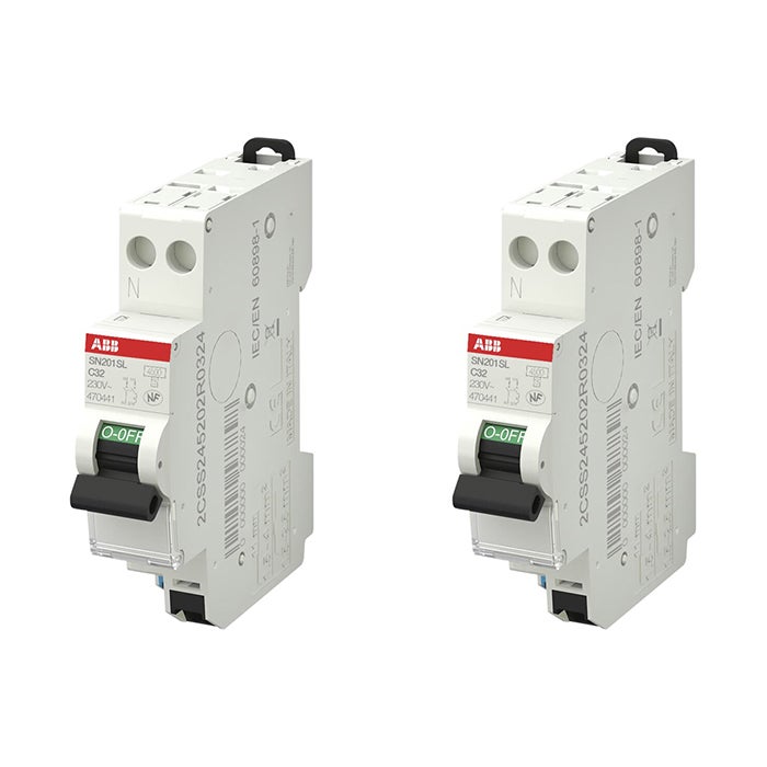 Disjoncteur ABB 2A Courbe C 1P+N - Protection Circuit Électrique - Raccordement Vis - 4.5kA - Pour Tableau