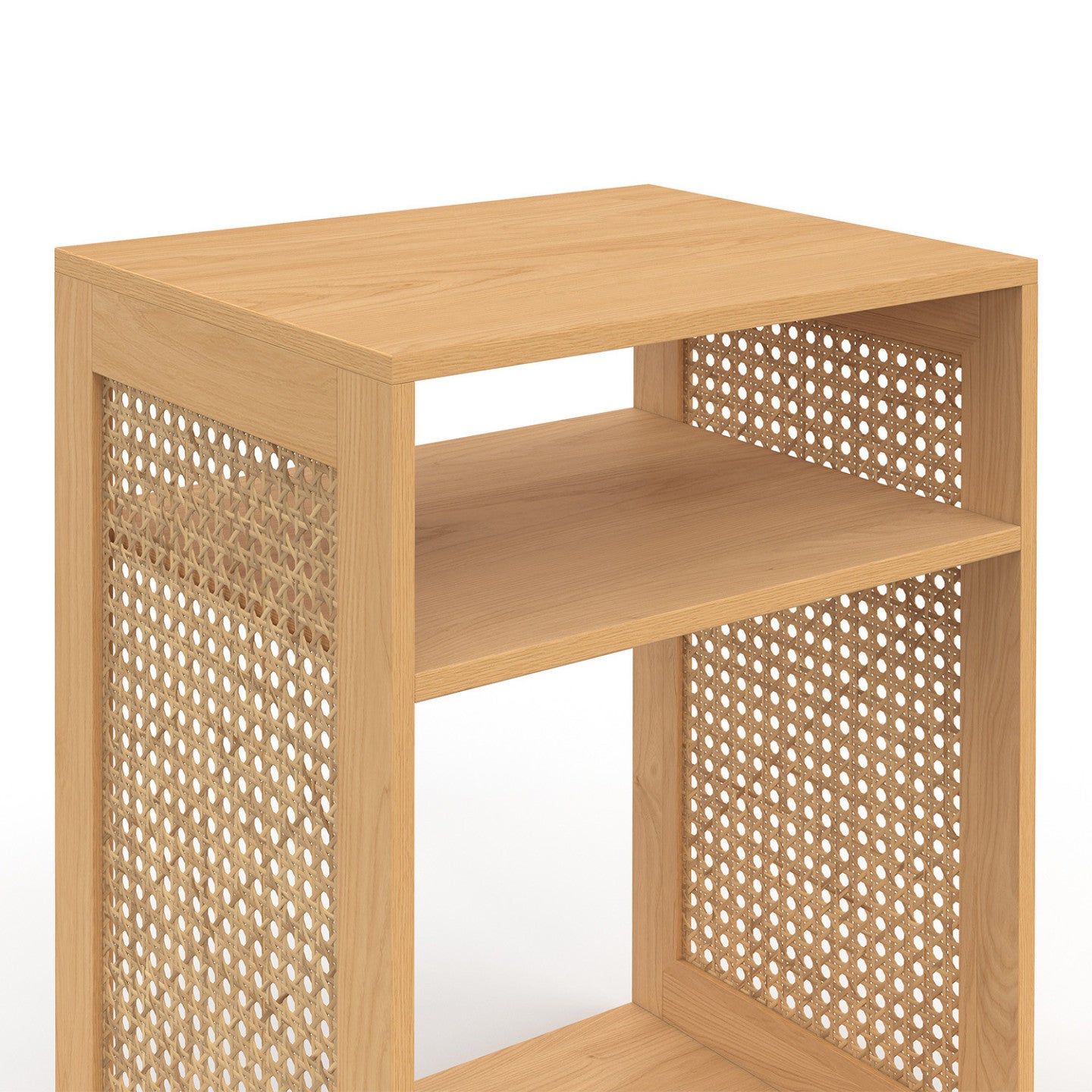 Lot de 2 tables de chevet NORA avec rangements ouverts cannage et bois - 5