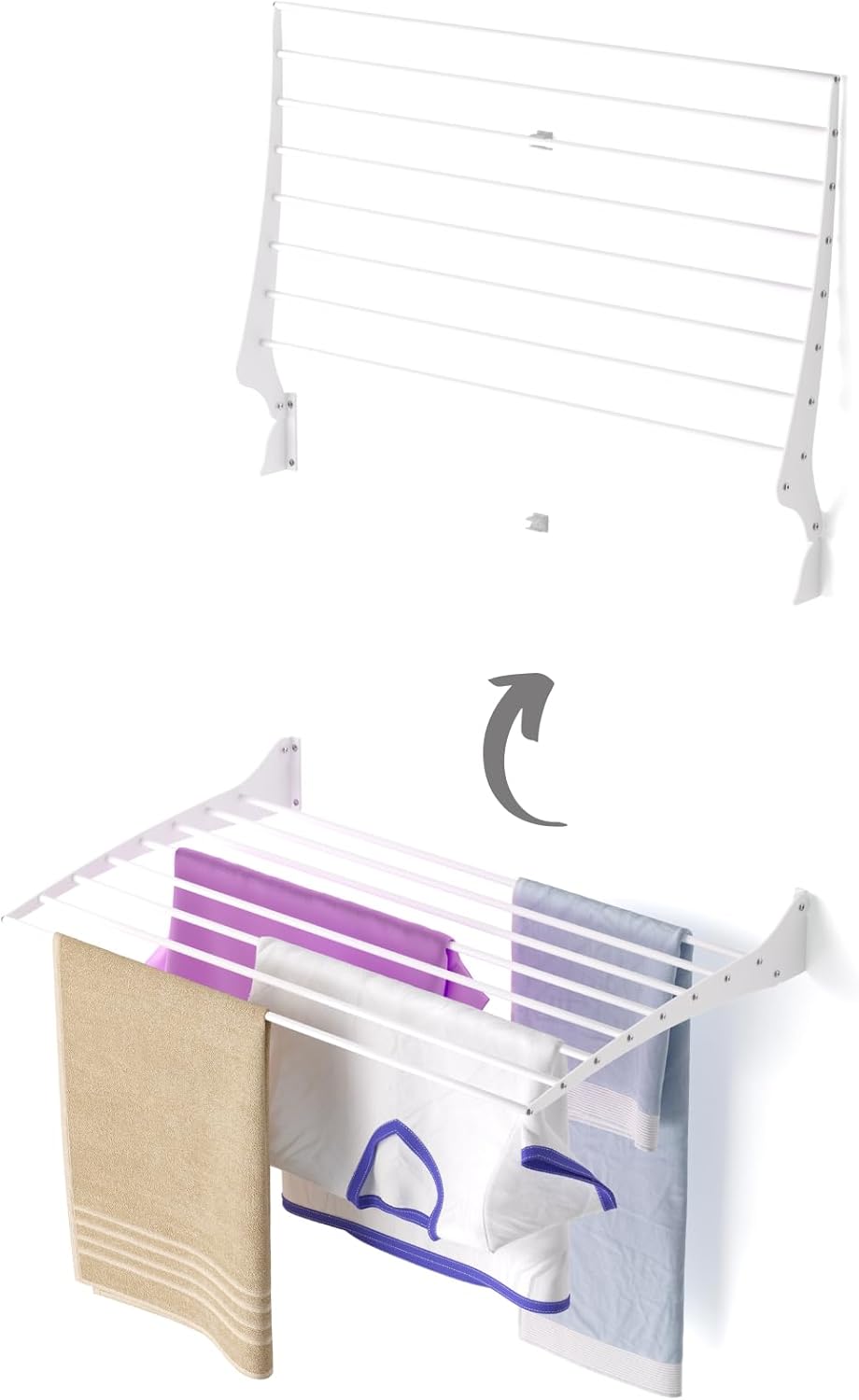 Składana suszarka ścienna do ubrań na balkon, do użytku wewnątrz i na zewnątrz, z aluminium i stali (80 cm)