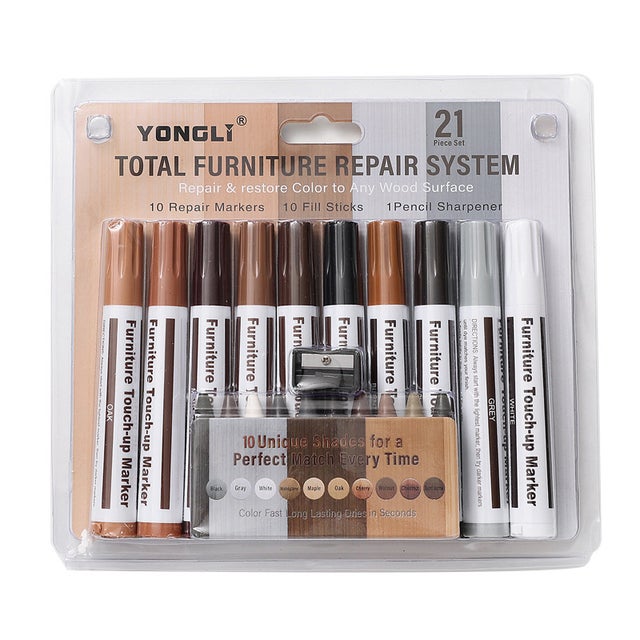 QUARKZMAN Bastoncini Riparazioni Mobili, 5pz - Stick Cera Per Legno, Pennarelli Per Ritocchi Per Mobili - Per Graffi, Fori, Tavoli, Scrivanie, Pavimenti Legno, Coperture, Nero Caffè