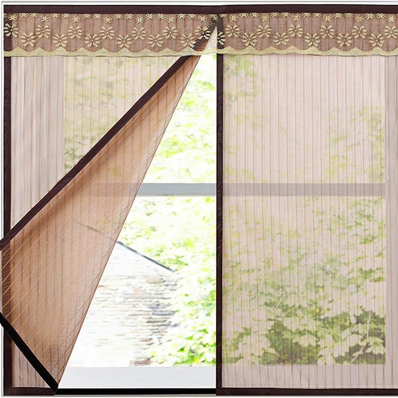 Magnetyczna moskitiera przeciw komarom na rzep, brązowa, 120 x 120 cm