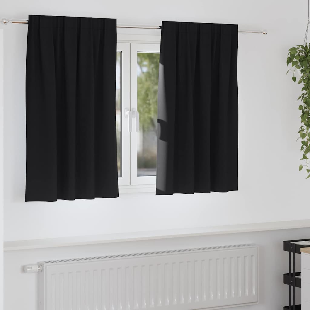 Firany blackout z kółkami 2 pcs Czarny 140 x 140 cm Poliester vidaXL