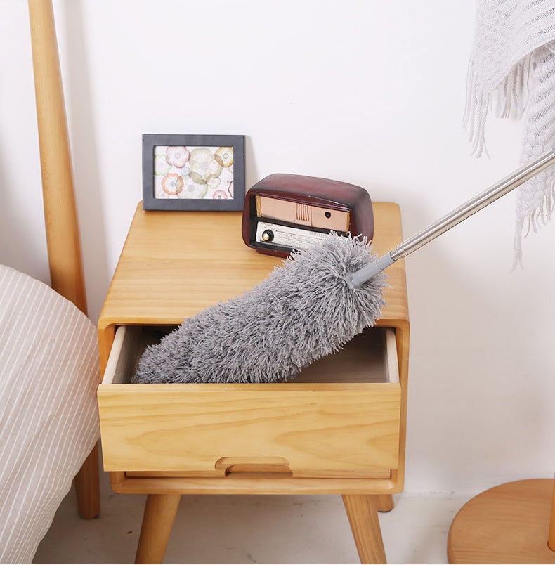 Plumeau télescopique, gris et blanc, brosse de gouttière extensible de 83 à 250 cm pour la poussière et les poils d'animaux - 6