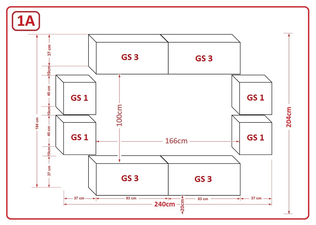 Mueble de salón moderno CONCEPT 42 – blanco brillo – Estándar – 240 x ...