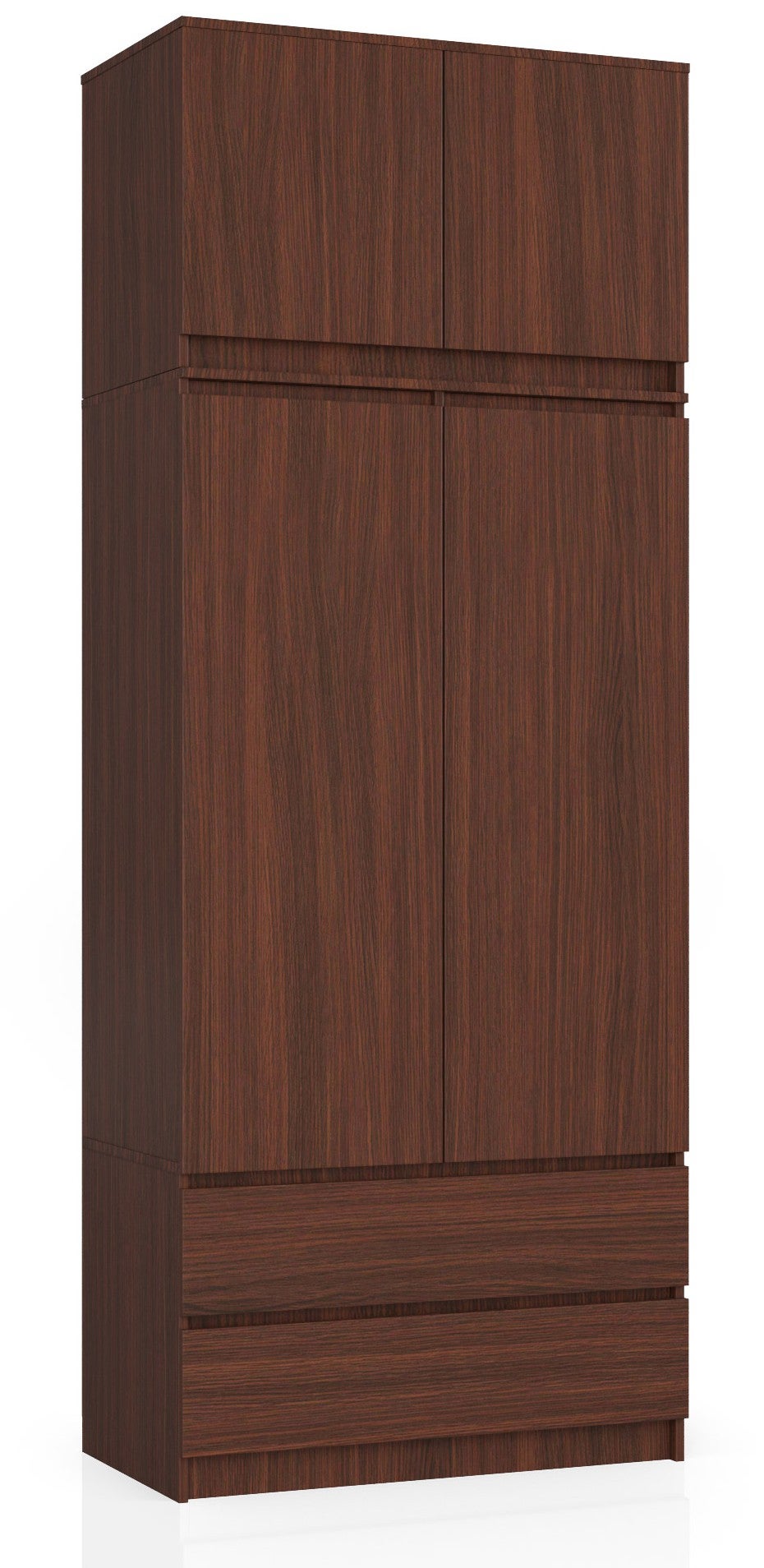 Szafa AKORD S90 z nadstawką Wenge 90 cm 2 drzwi 2 szuflady kolor Wenge mat 6 półek 90x51x234 cm
