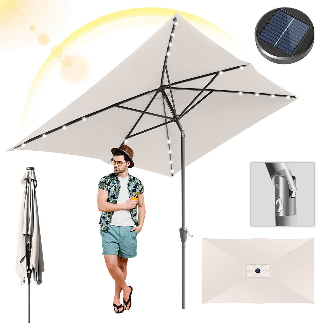 2,7m ombrellone da giardino UV40+ ombrellone da giardino solare con manovella e LED rotondo,Verde | Leroy Merlin