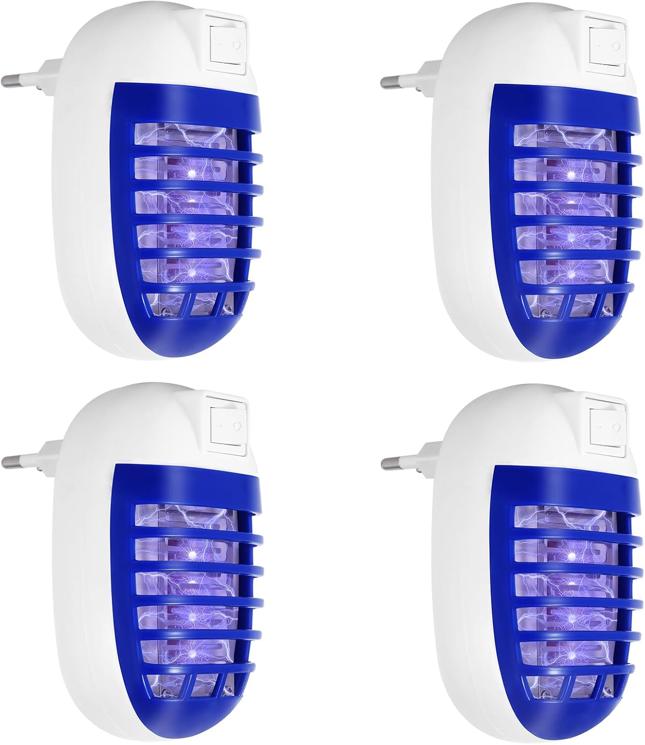 Lampa UV przeciw komarom (Zestaw 4 szt.), Elektryczna pułapka na owady, skuteczna i bezpieczna do domu, kuchni i salonu