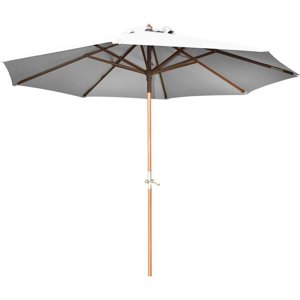 Parasol Rond Pied en Bois Diamètre 3m Ouverture par Manivelle - A203702 - 4