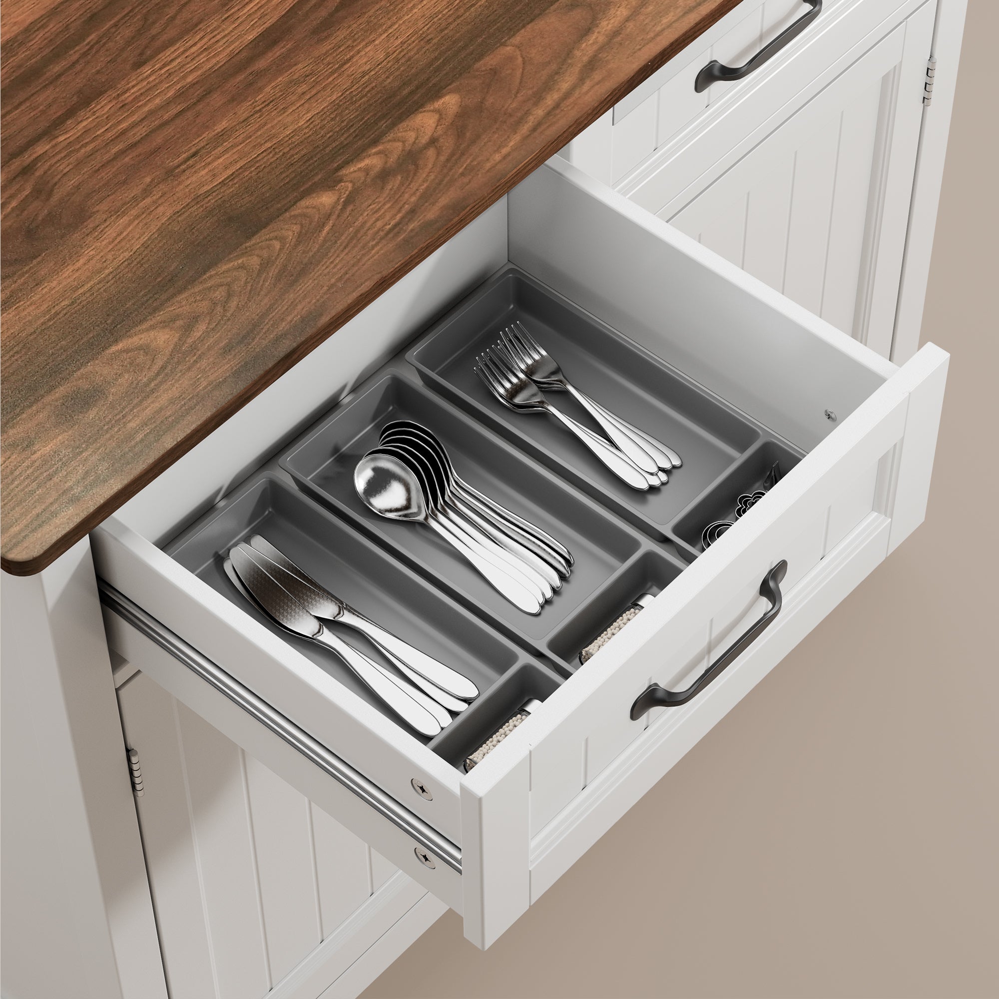 Buffet Meuble de Rangement en MDF - 2 Tiroirs, 2 Portes et Étagère Réglable avec Plateau Marron Bealife - 4