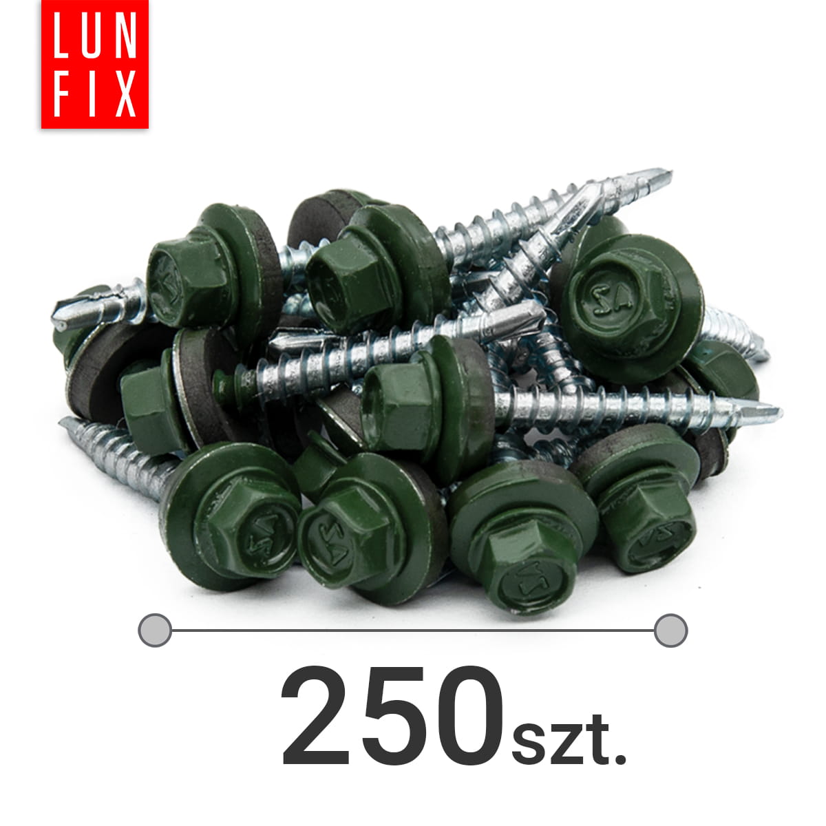 Blachowkręty wkręty farmerskie 4,8x55mm RAL620 zielony 250szt. - 6