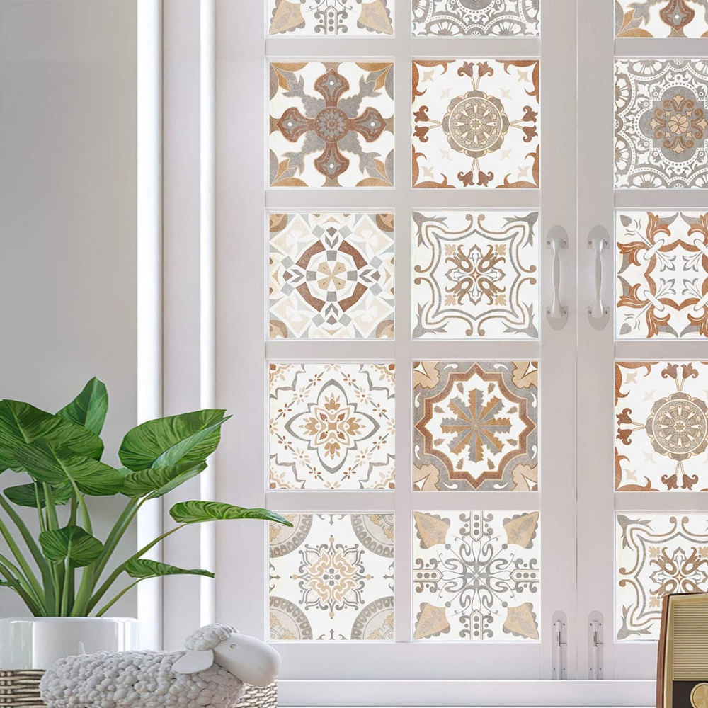 (20*20cm)24 Pcs Autocollants de Carreaux Doré Peel and Stick Dosseret, Imperméable à l'eau Résistant à l'huile PVC Décoration Pee - 3