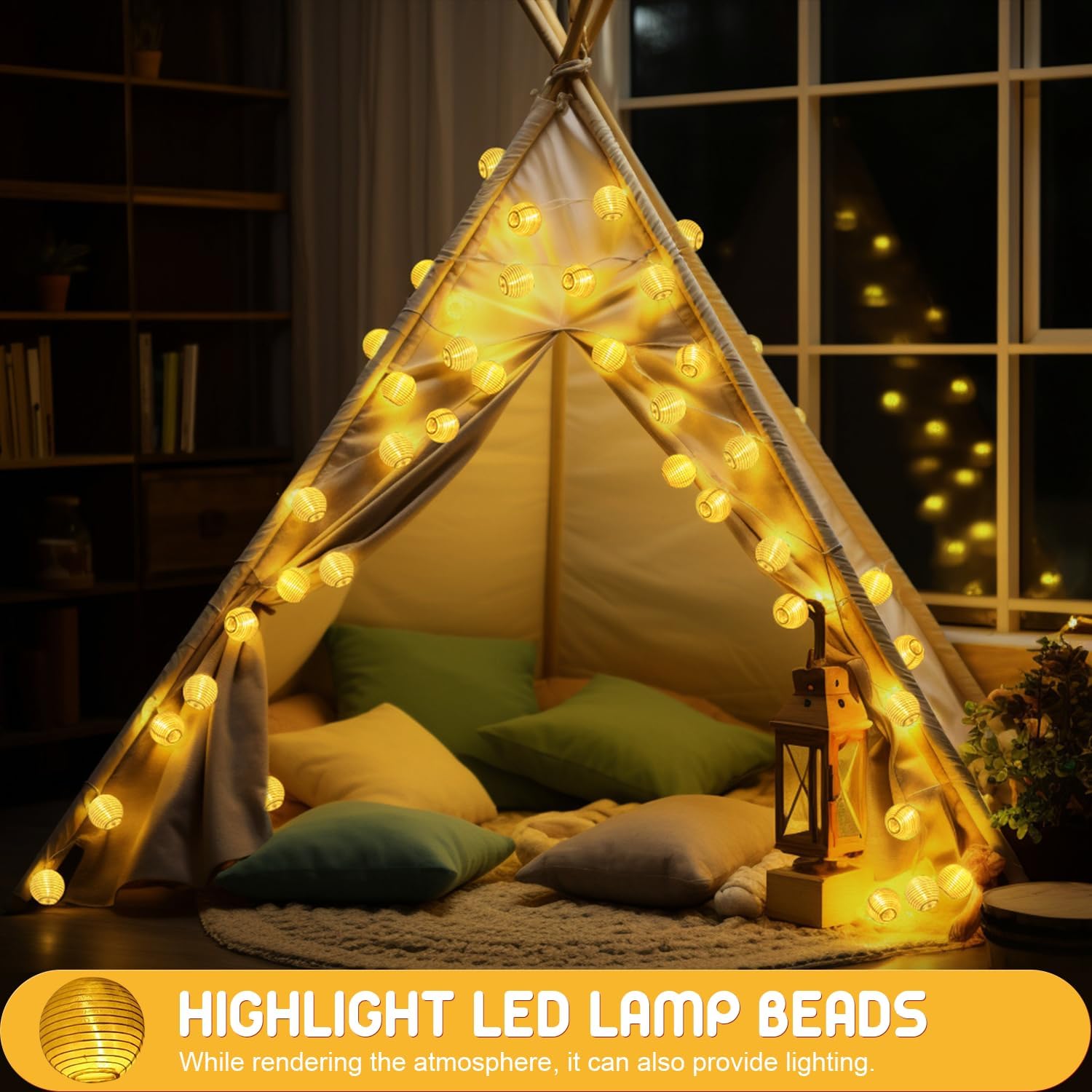 Guirlande lumineuse LED Lampion, 20 LEDs Lampe Lanterne, Guirlande Lumineuse à - 3