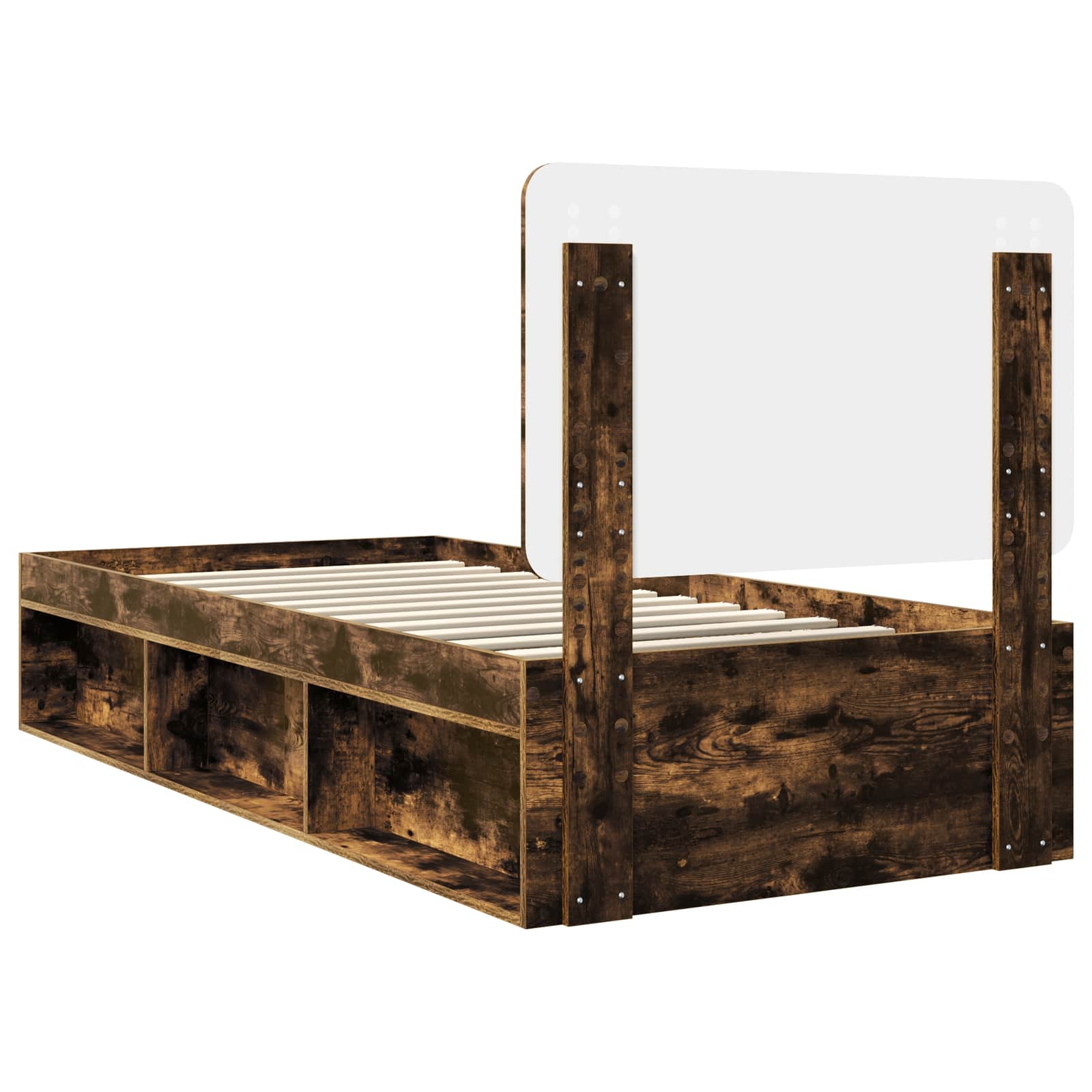 Cadre de lit chêne fumé 100 x 200 cm bois de pin massif - 9