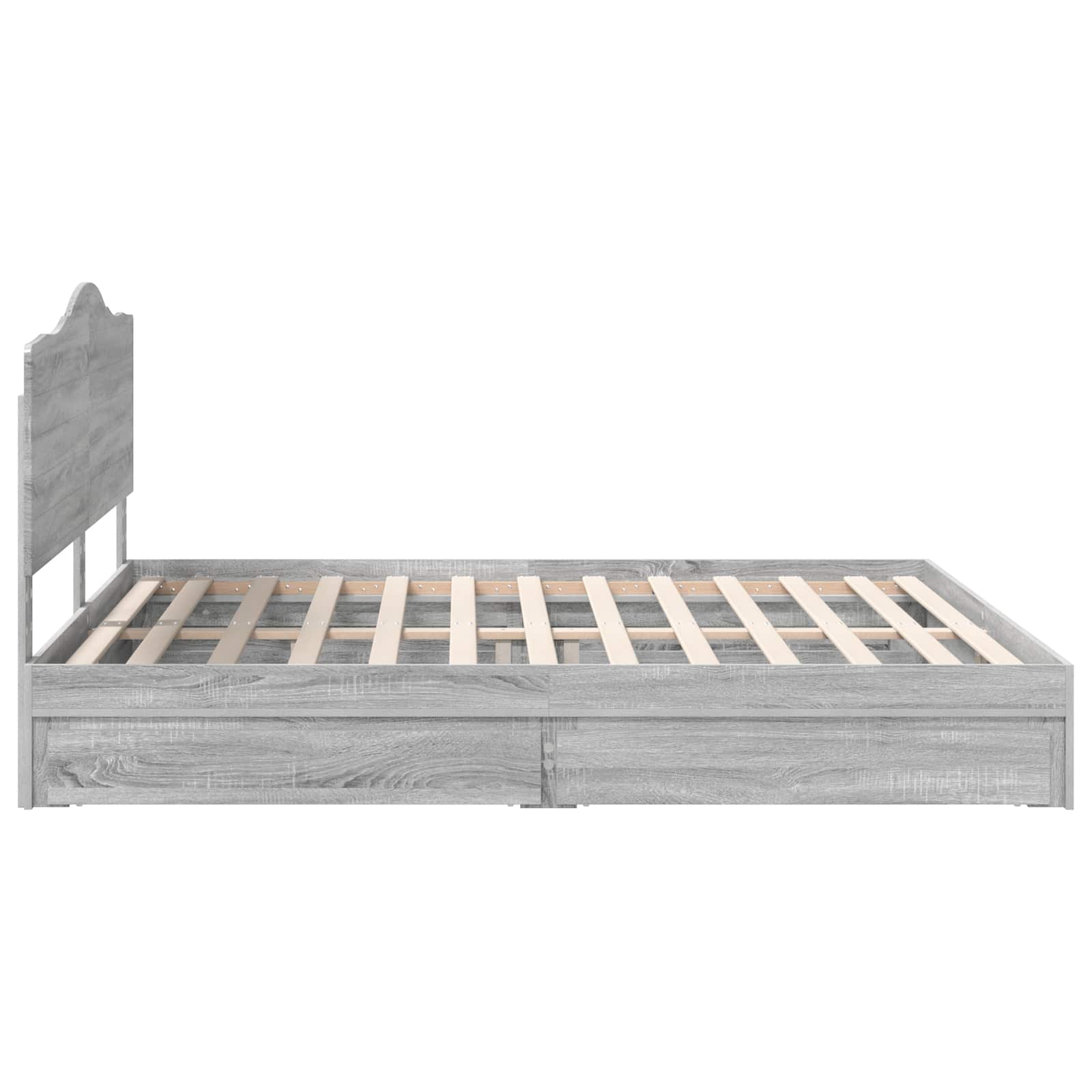Lit avec rangement, panneau de bois, gris, pour la chambre, 180 × 200 cm - 9