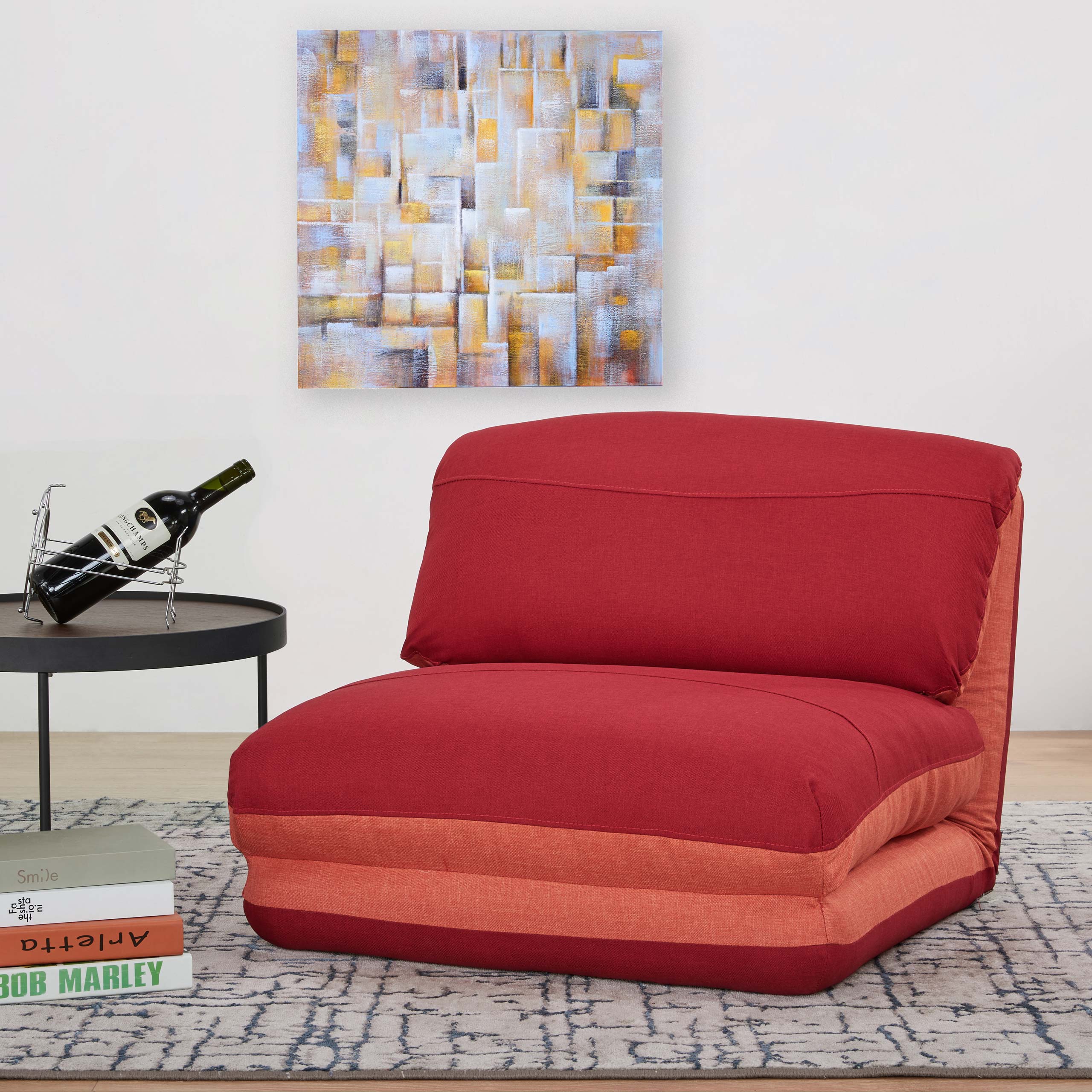 Mendler Poltrona letto pouf relax morbido imbottito HWC-E68 trasformabile tessuto - grigio chiaro