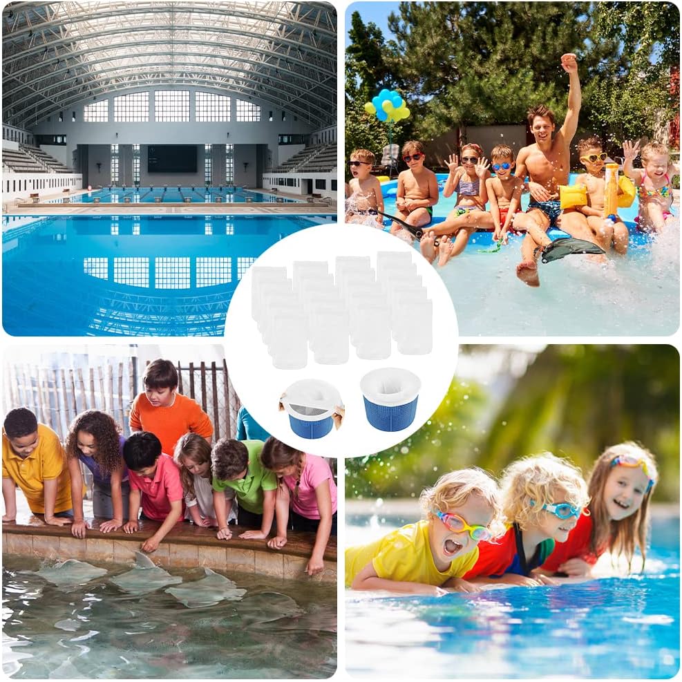 Calcetines para skimmer de piscina, 12 unidades, calcetines para skimmer de piscina, prefiltro para skimmers de piscina, nailon elástico para cesta d - 5