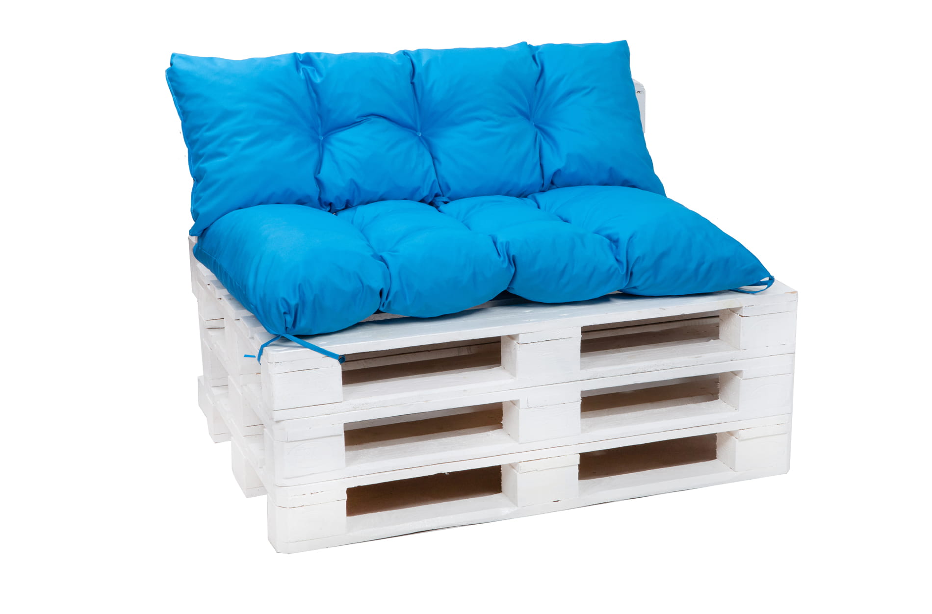 Set cojines para palets 120x80 asiento-respaldo 120x40cm/ colchón para palets con respaldo azul, cojines de jardín, cojín para palets de exterior